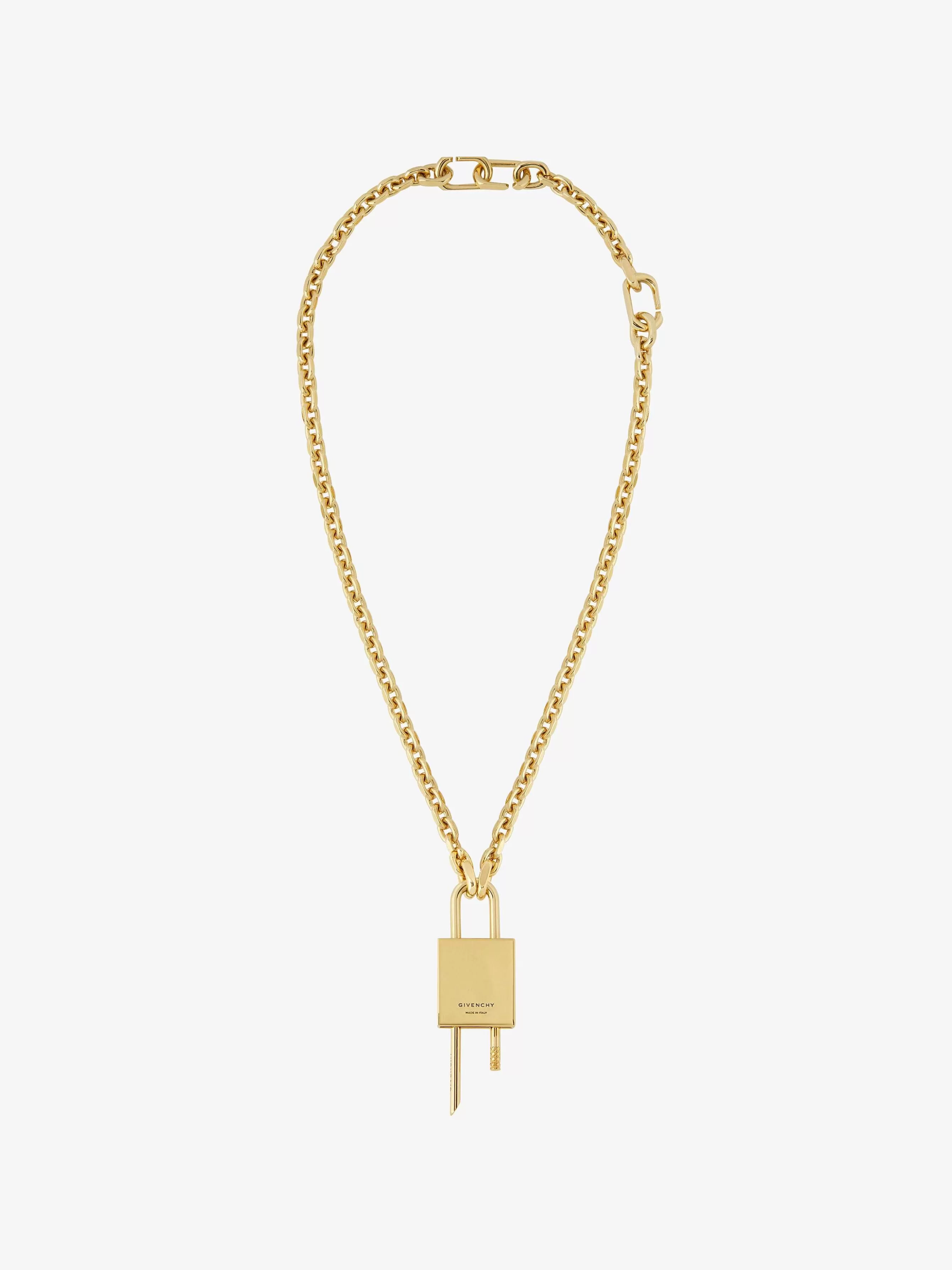 Givenchy Bijoux>Petit Collier Cadenas En Metal Jaune Dore