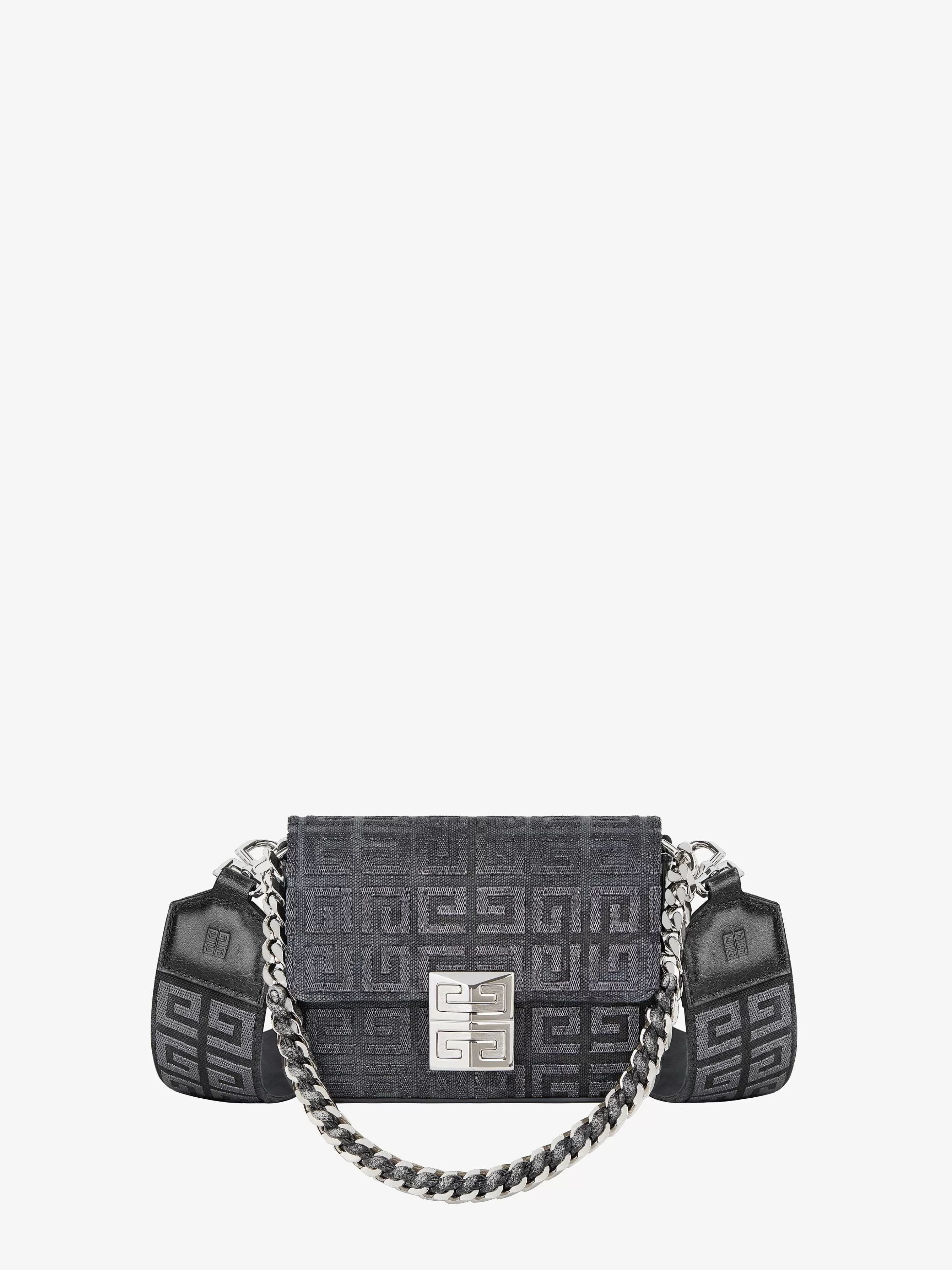 Givenchy 4G>Petit Sac 4G En Broderie Lurex Avec Chaine Gris Fonce