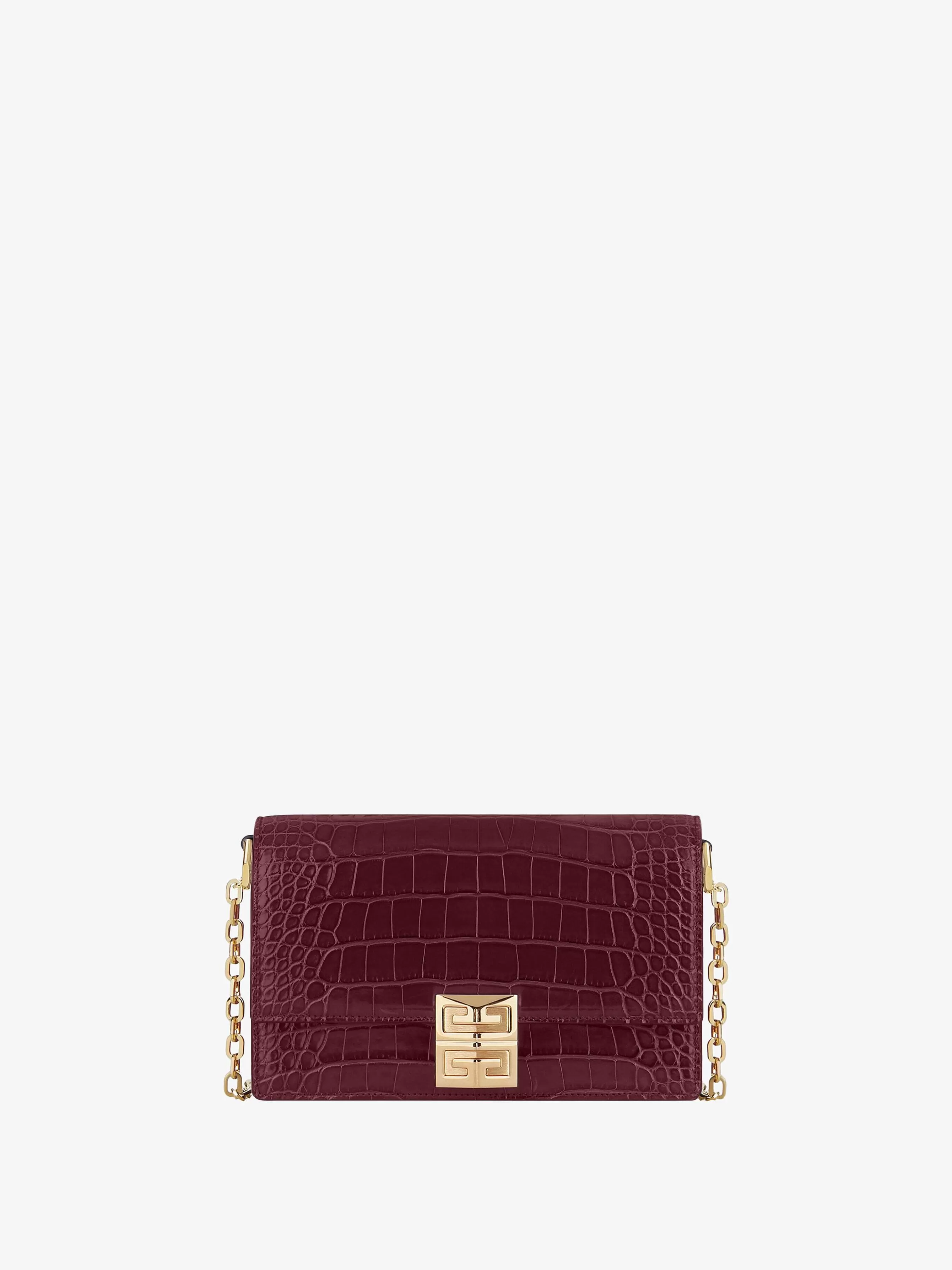 Givenchy 4G>Petit Sac 4G En Crocodile Avec Chaine Rouge Sang De Boeuf