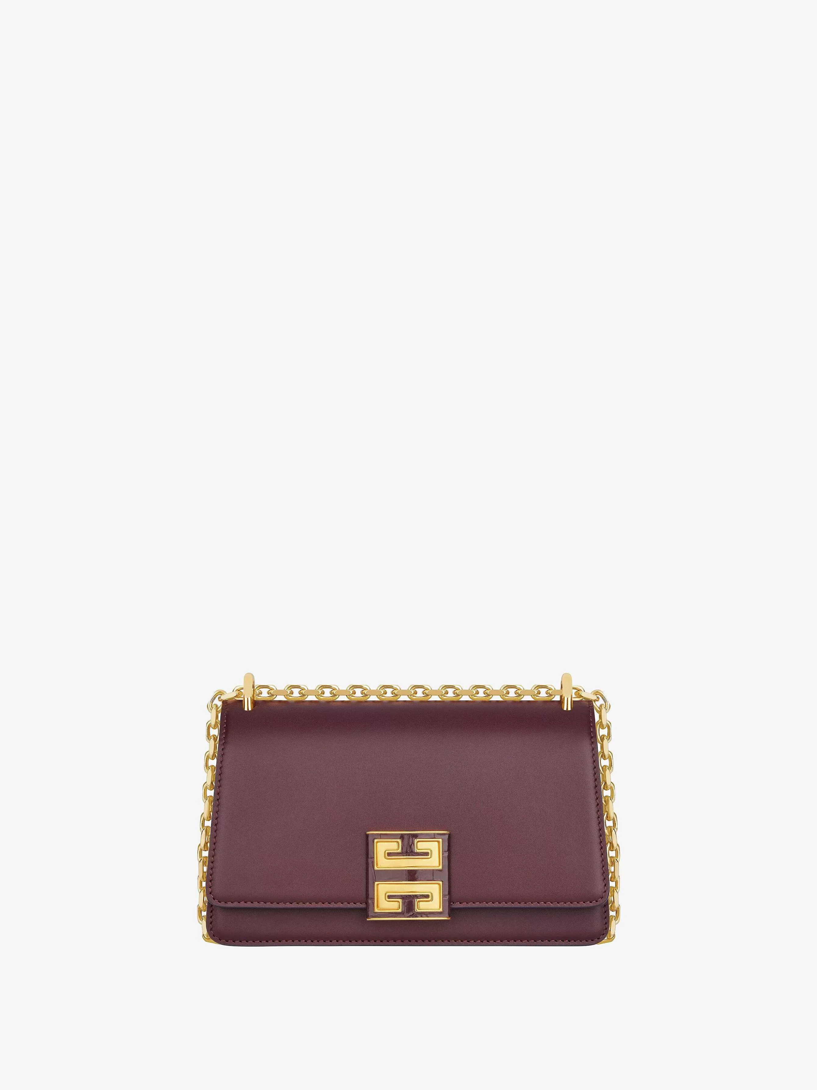 Givenchy 4G>Petit Sac 4G En Cuir Avec Chaine Rouge Sang De Boeuf