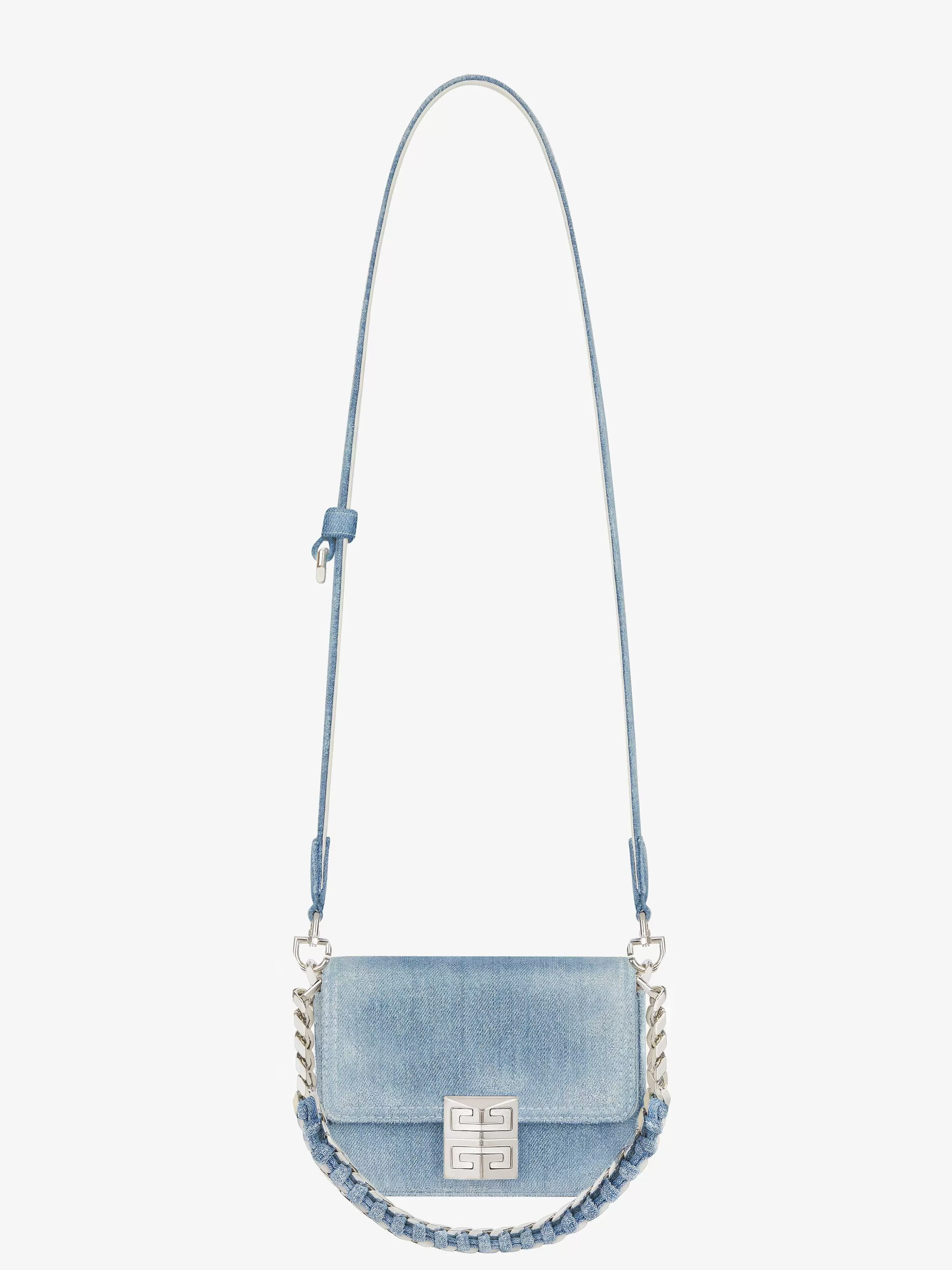 Givenchy 4G>Petit Sac 4G En Denim Avec Chaine Bleu Moyen