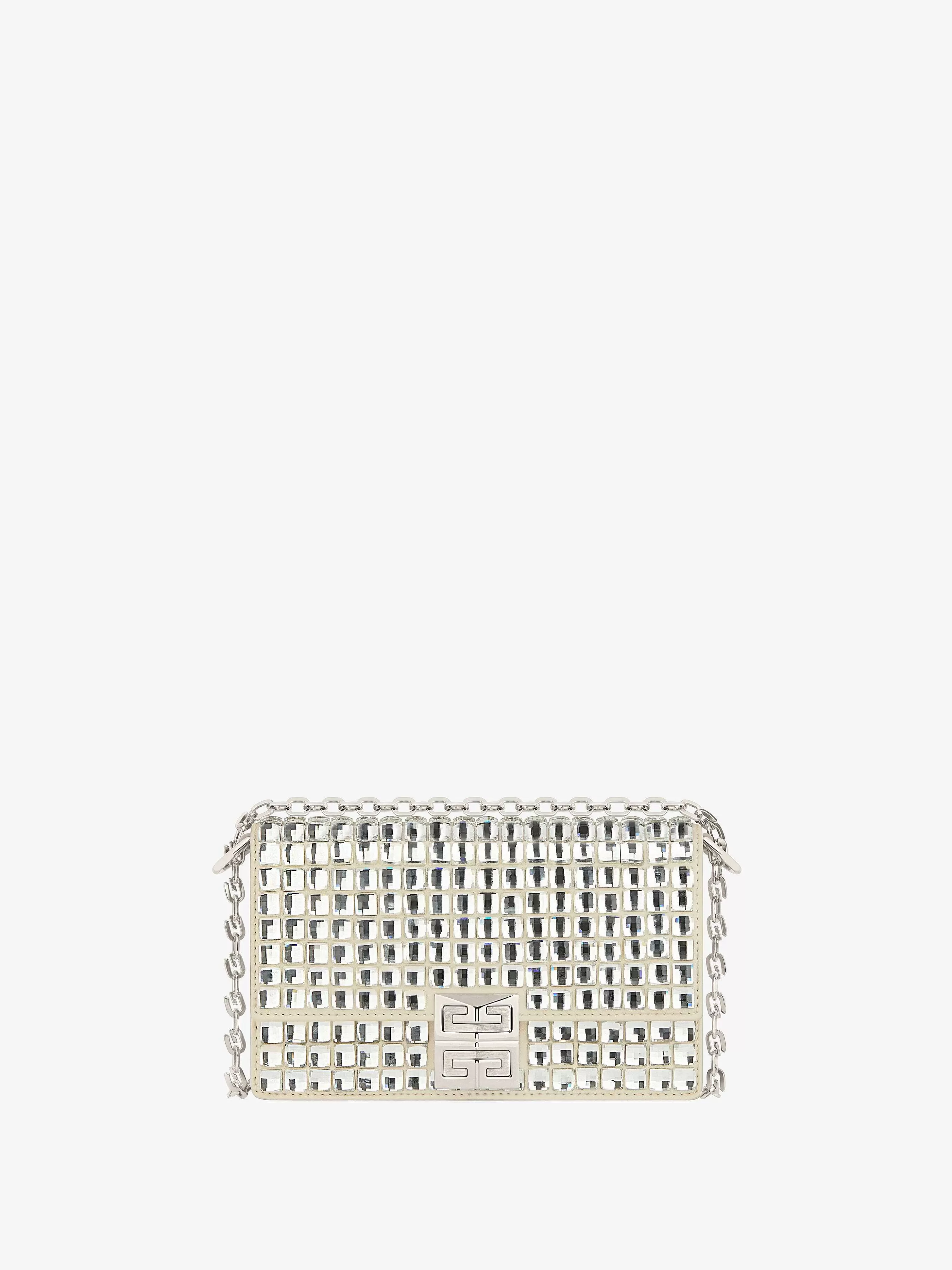 Givenchy Sacs Bandoulière>Petit Sac 4G En Satin Avec Strass Et Chaine Beige Naturel