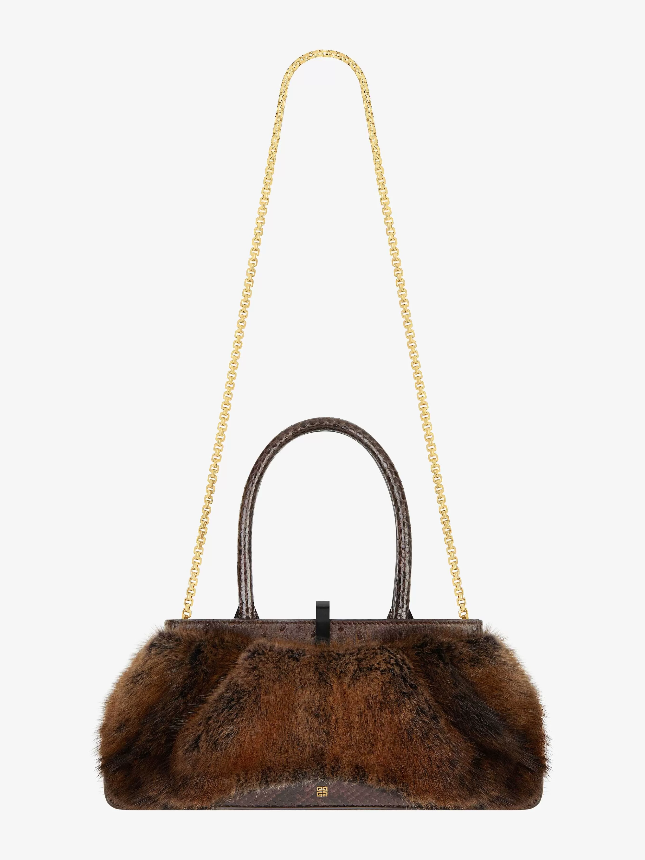 Givenchy Sacs Bandoulière>Petit Sac A Main En Python Avec Fourrure Brun Ebene