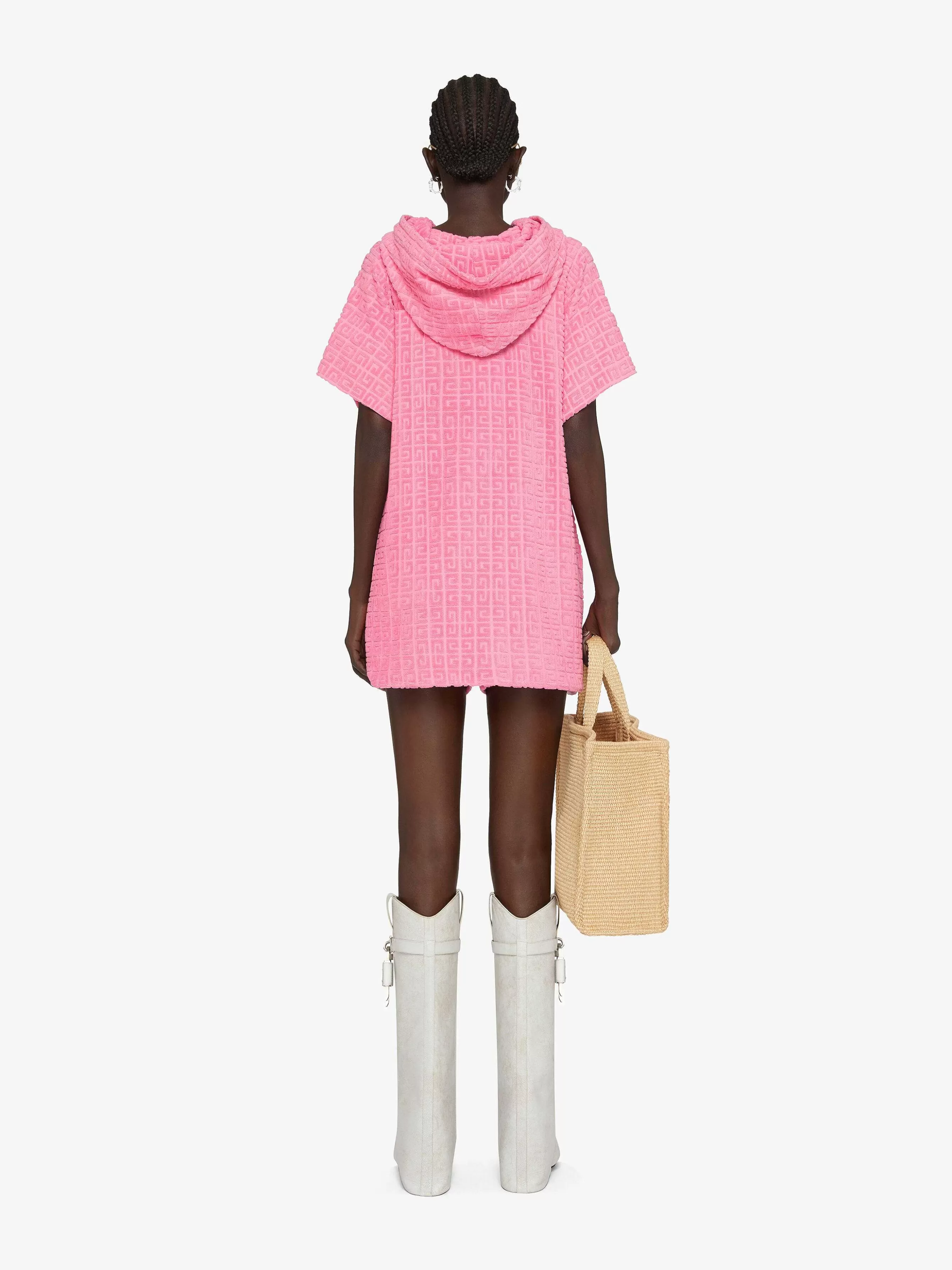 Givenchy Hauts Et Chemises>Poncho En Jacquard Eponge De Coton 4G Vieux Rose