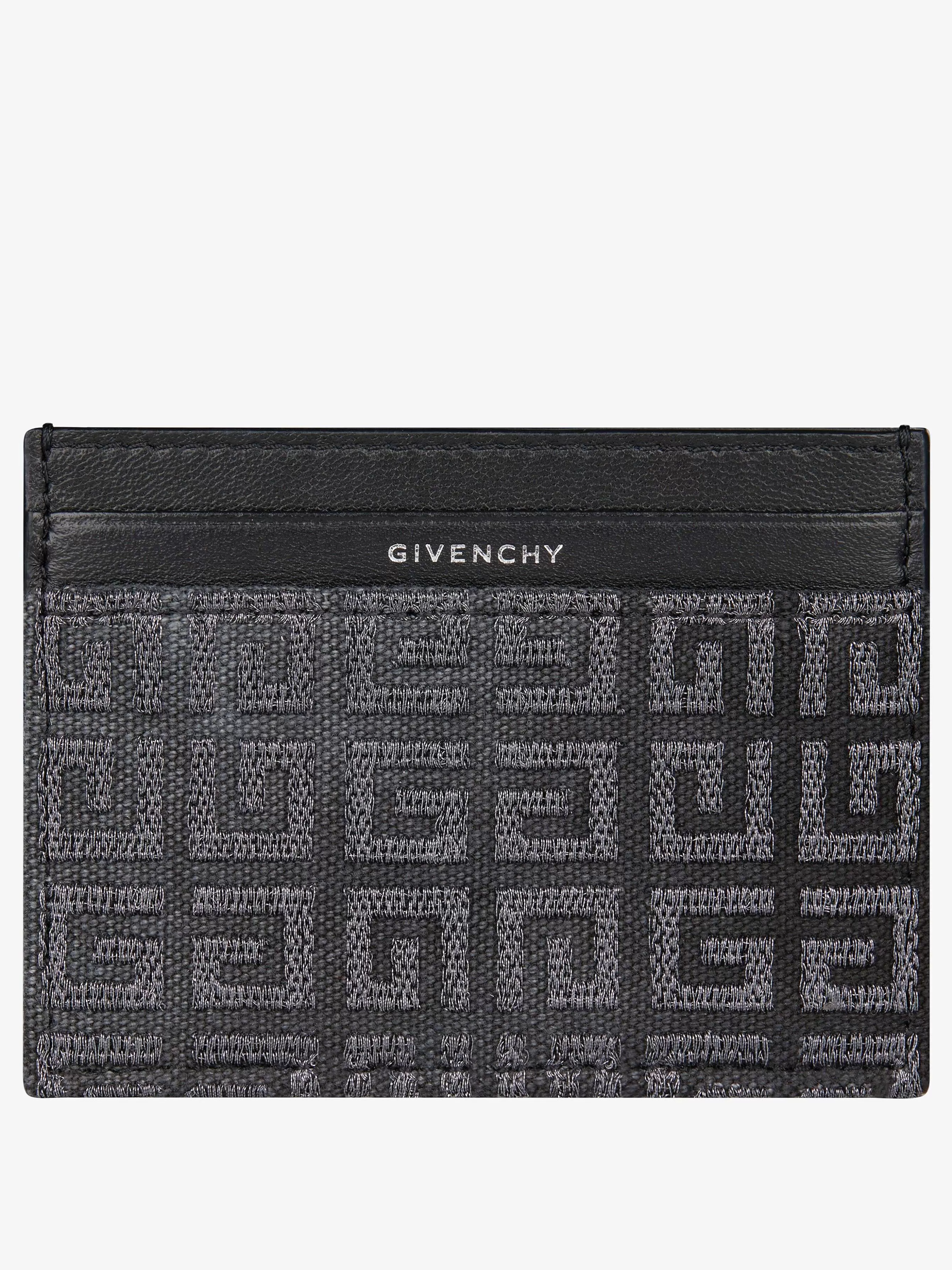 Givenchy Petite Maroquinerie>Porte-Cartes G-Cut En Broderie Lurex 4G Et Cuir Gris Fonce