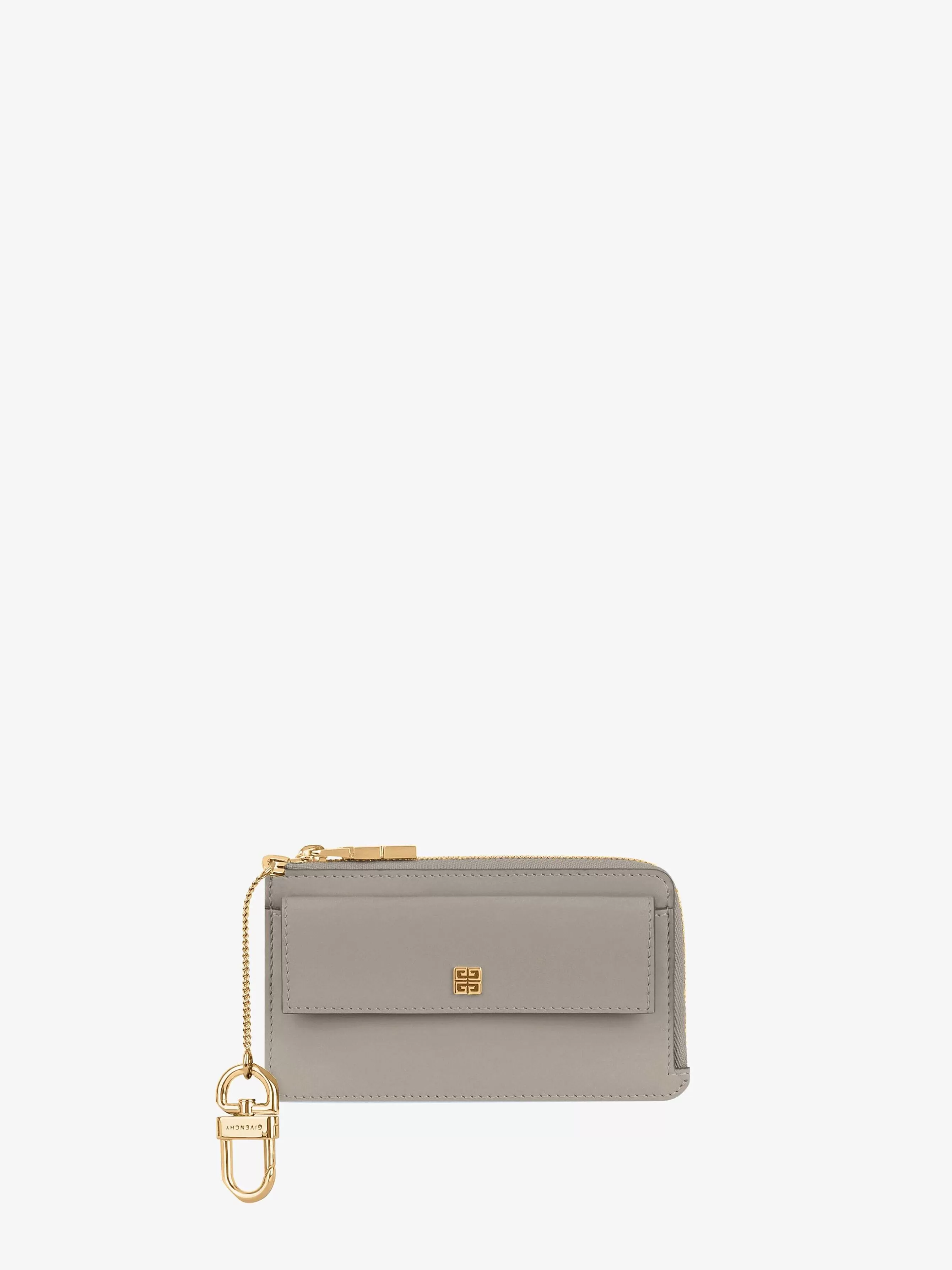 Givenchy Petite Maroquinerie>Porte-Cartes Zippe 4G En Cuir Box Gris Pierre