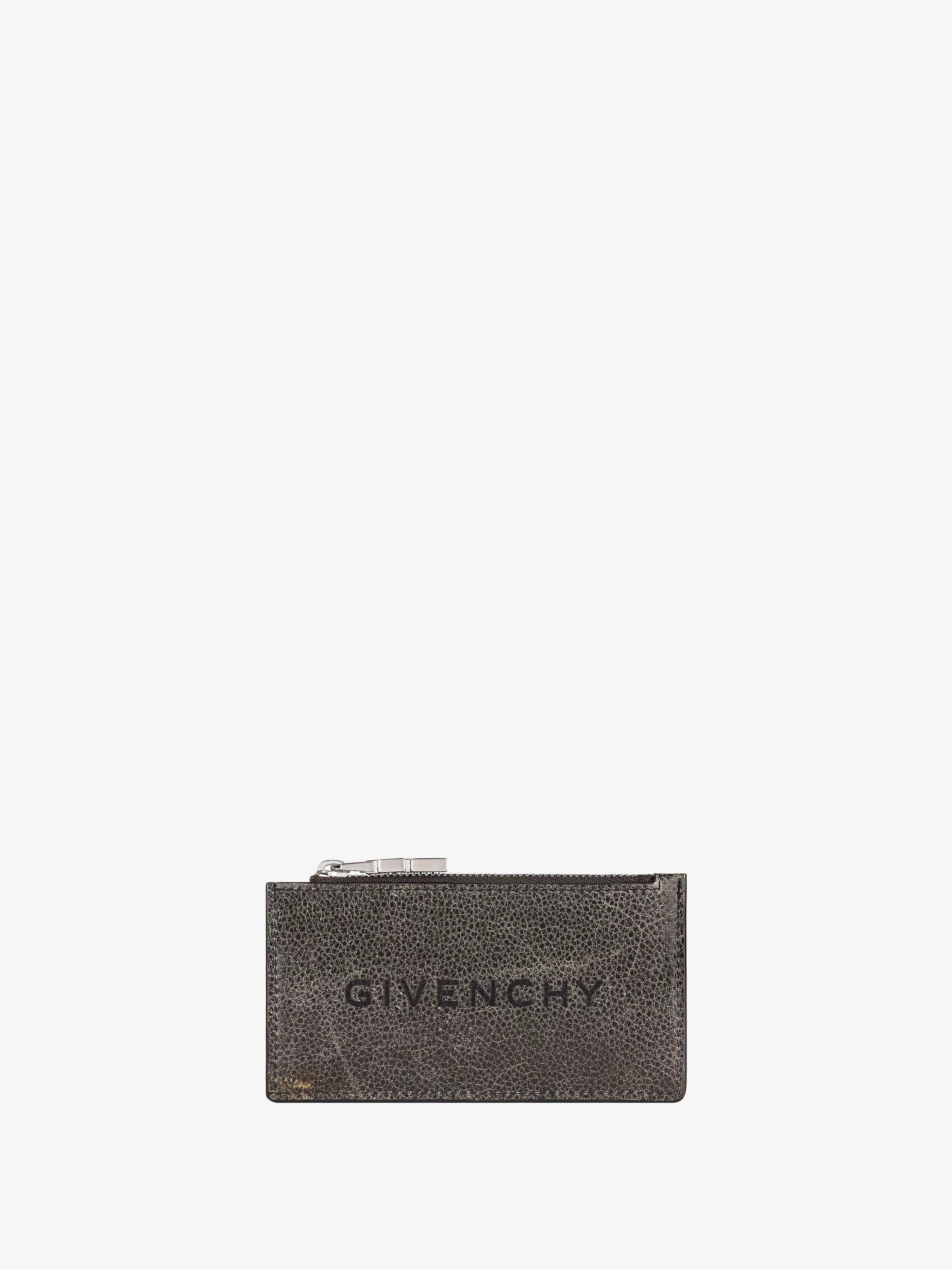 Givenchy Petite Maroquinerie>Porte-Cartes Zippe En Cuir Craquele Gris Noir