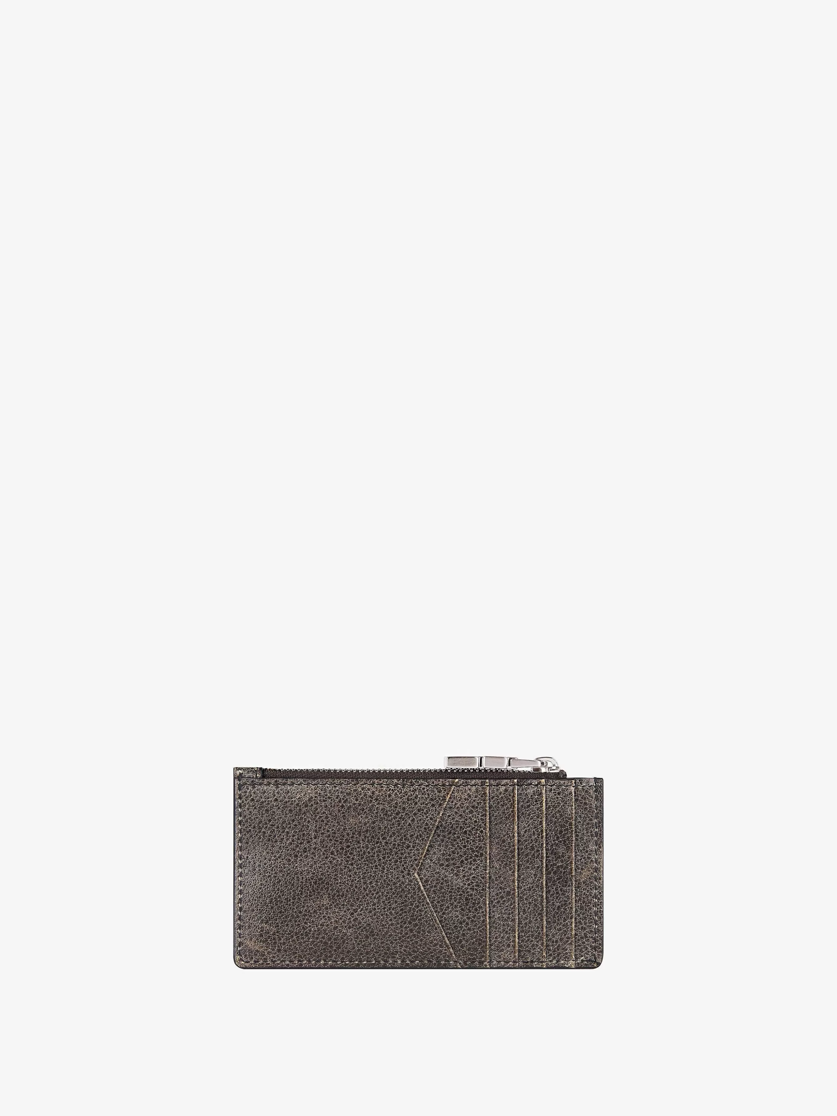 Givenchy Petite Maroquinerie>Porte-Cartes Zippe En Cuir Craquele Gris Noir