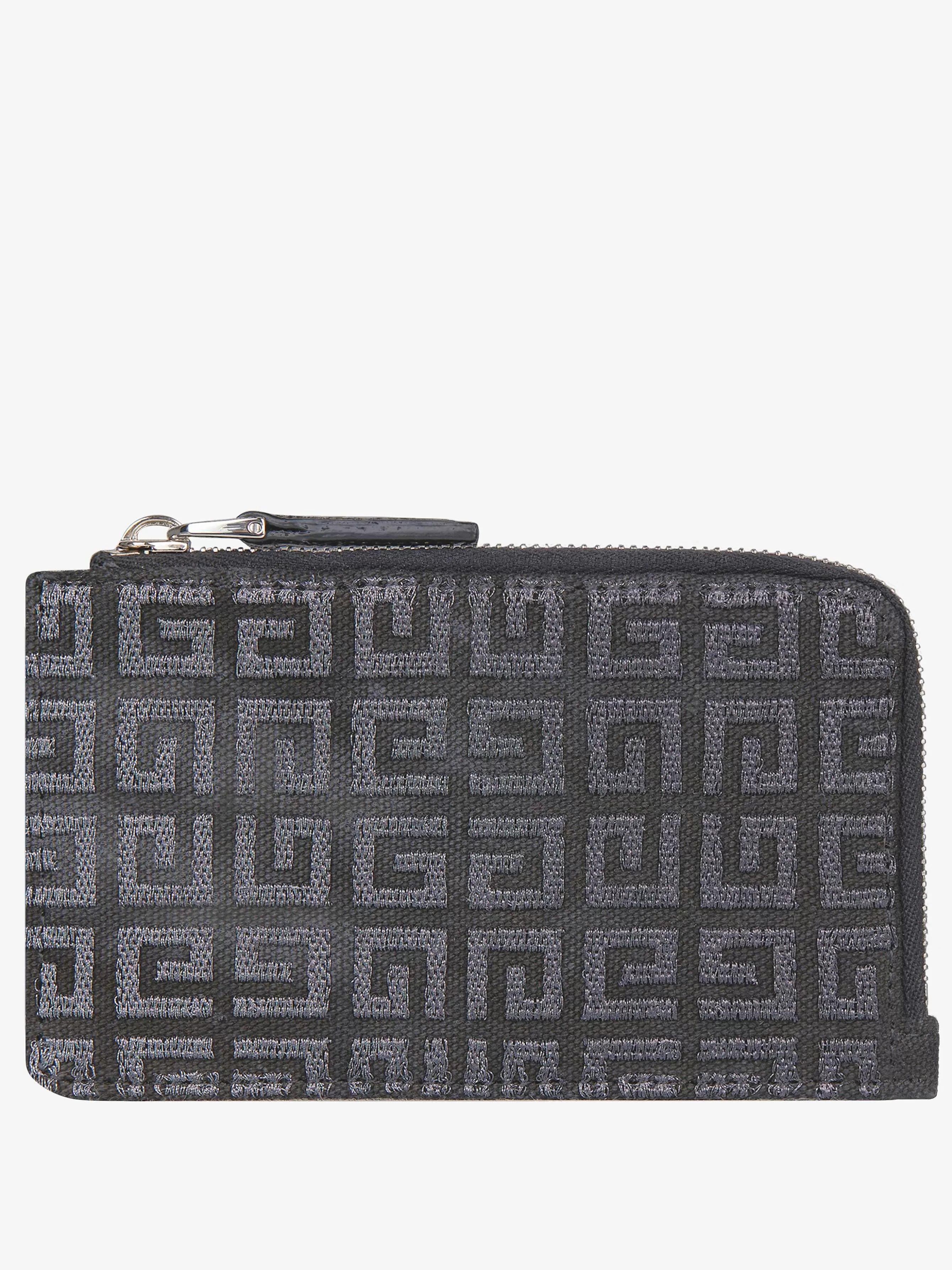 Givenchy Petite Maroquinerie>Porte-Cartes Zippe G-Cut En Lurex 4G Et Cuir Gris Fonce