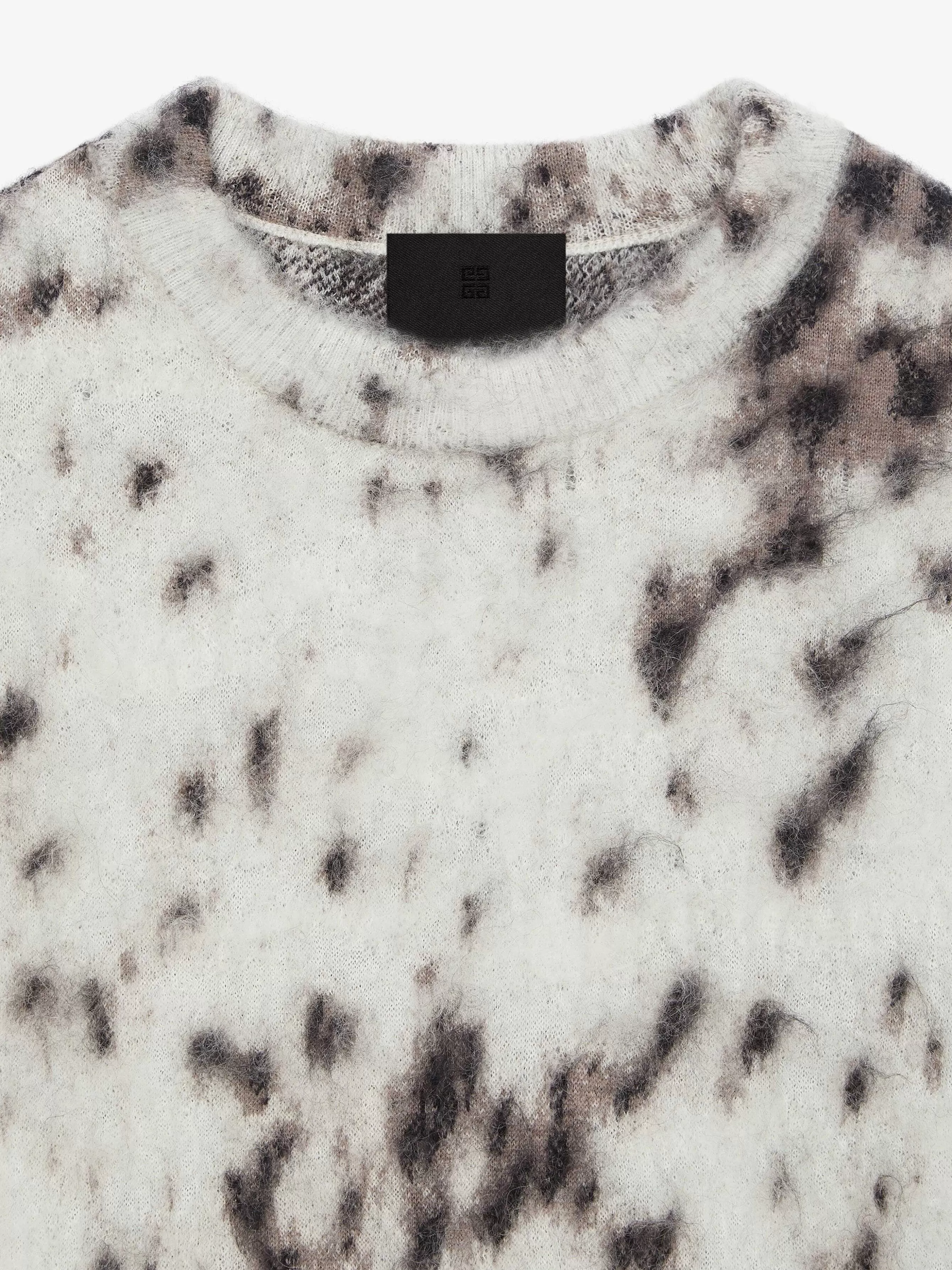 Givenchy Tricots>Pull Court En Mohair A Imprime Leopard Des Neiges Beige/Noir