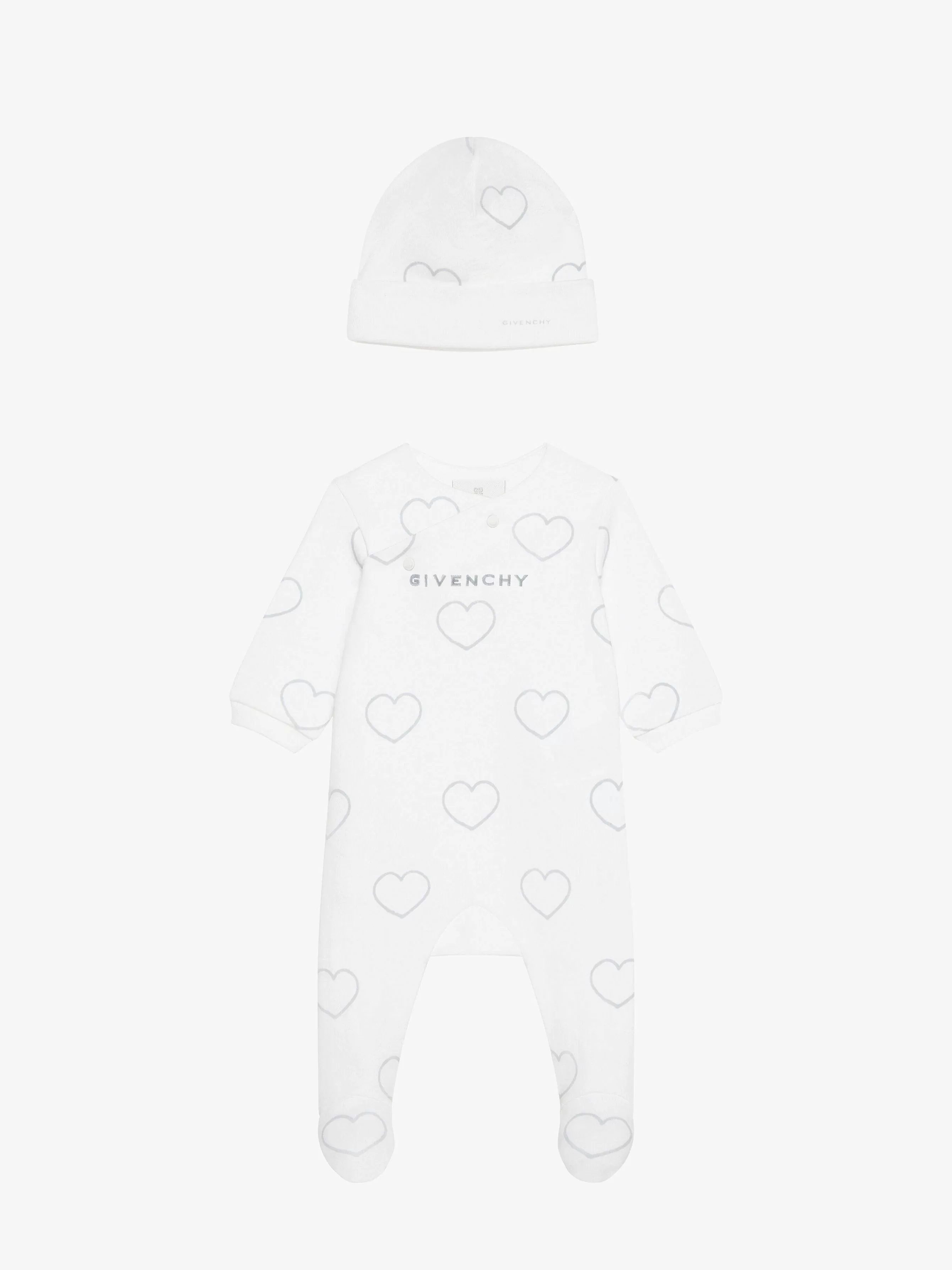 Givenchy Bébé (1 Mois À 3 Ans)>Pyjama Et Bonnet En Coton Imprime Blanc