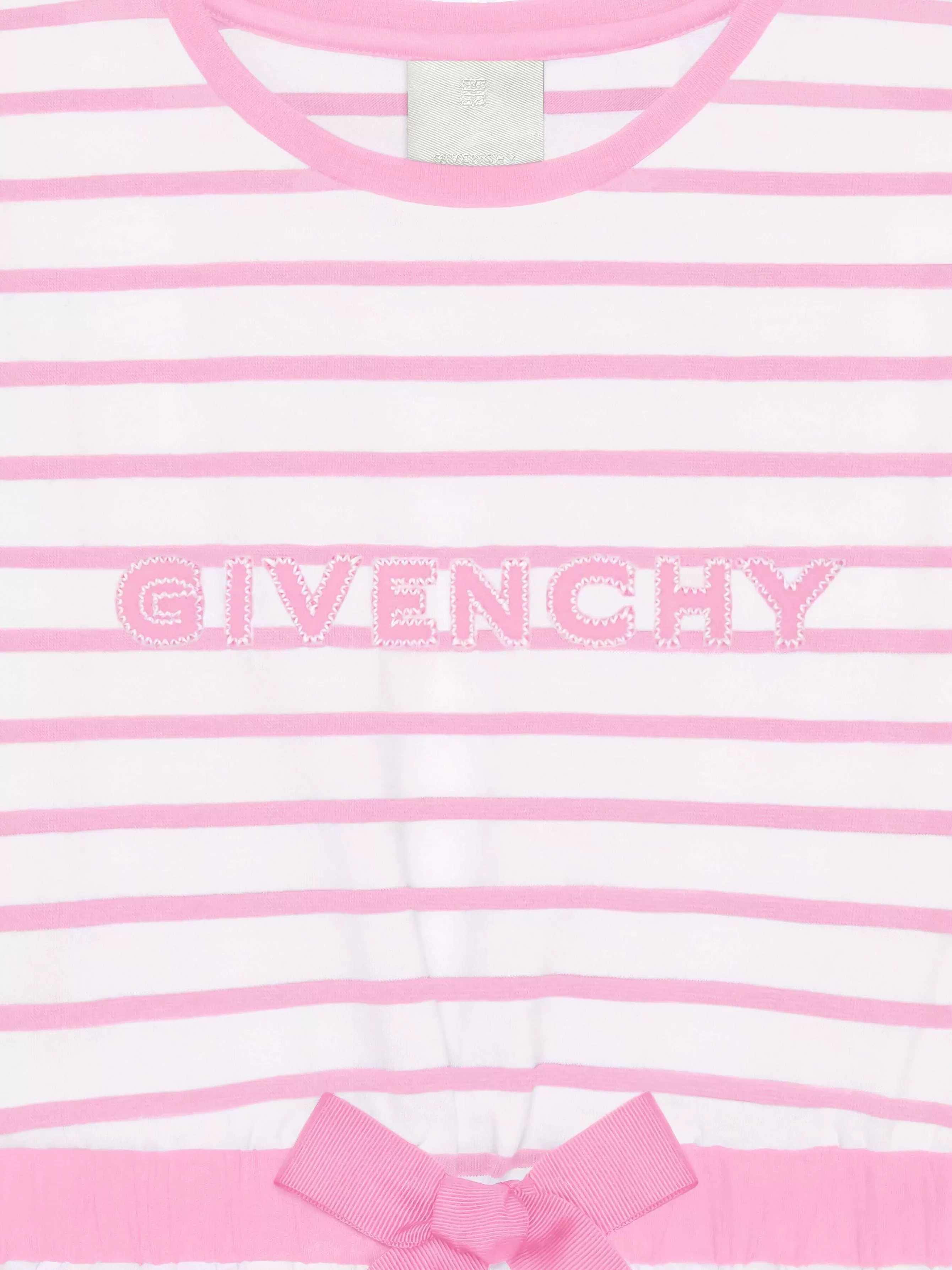 Givenchy Fille (4 À 12 Ans)>Robe En Coton A Rayures Blanc/Rose