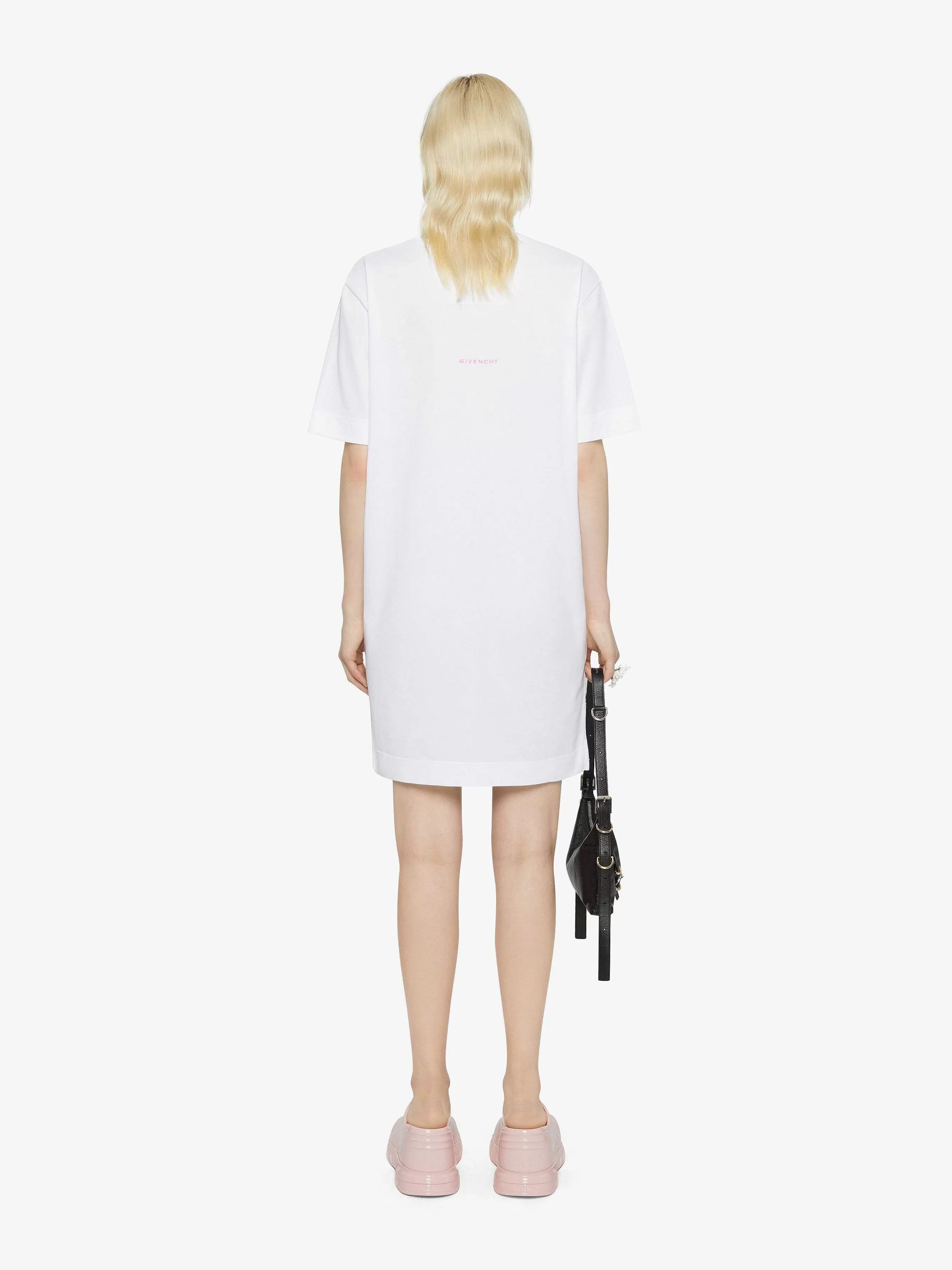 Givenchy Robes>Robe T-Shirt En Coton Avec Broderies 4G Blanc/Rose