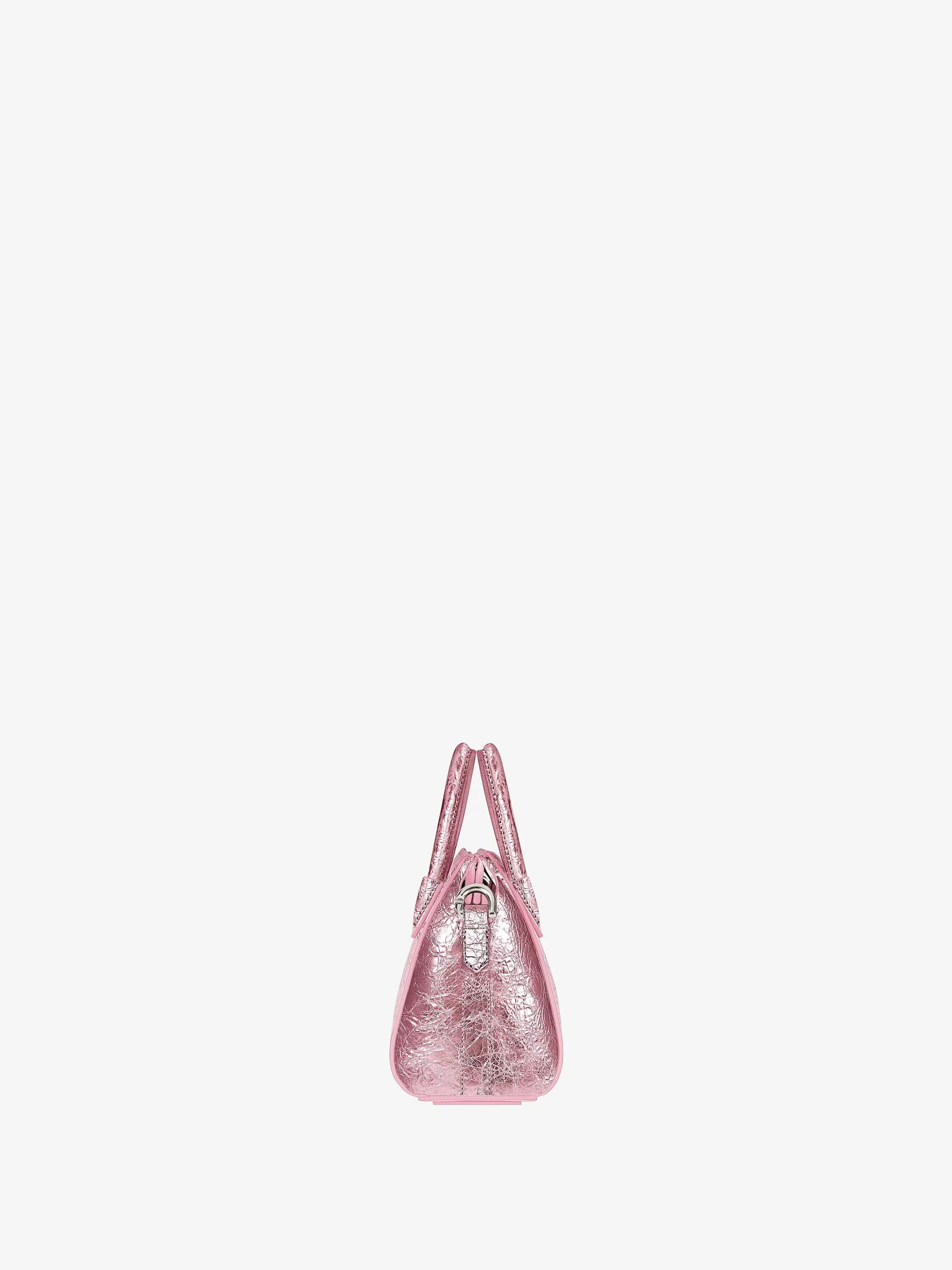 Givenchy Antigona>Sac Micro Antigona En Cuir Lame Soie Rose