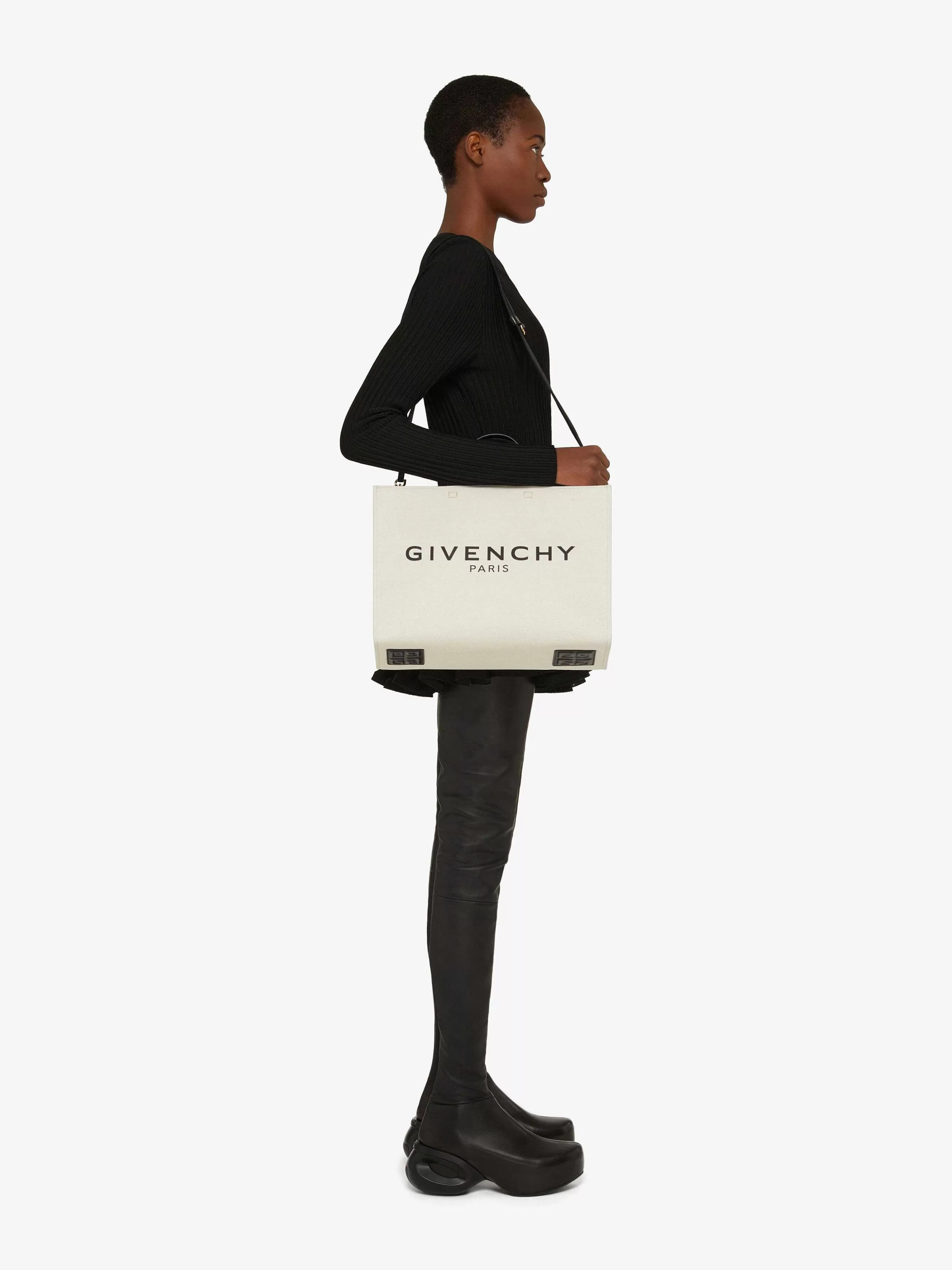 Givenchy G-Tote>Sac Shopping G-Tote Moyen En Toile Beige/Noir