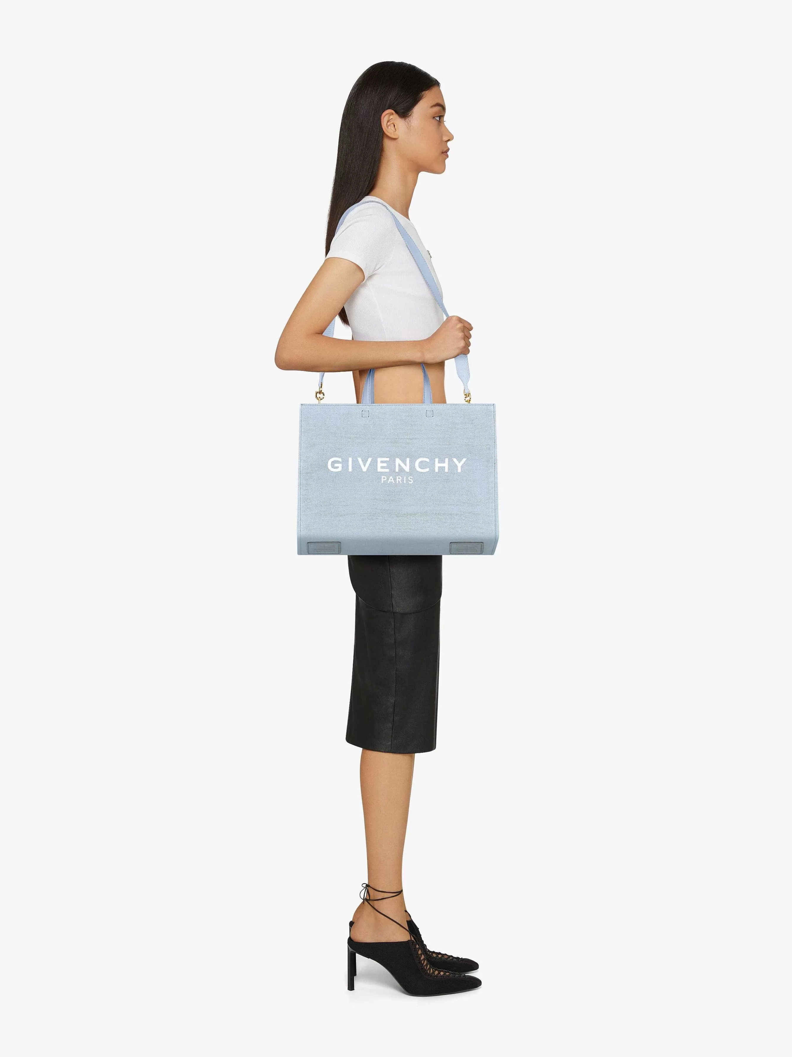 Givenchy G-Tote>Sac Shopping G-Tote Moyen En Toile Nuage Bleu