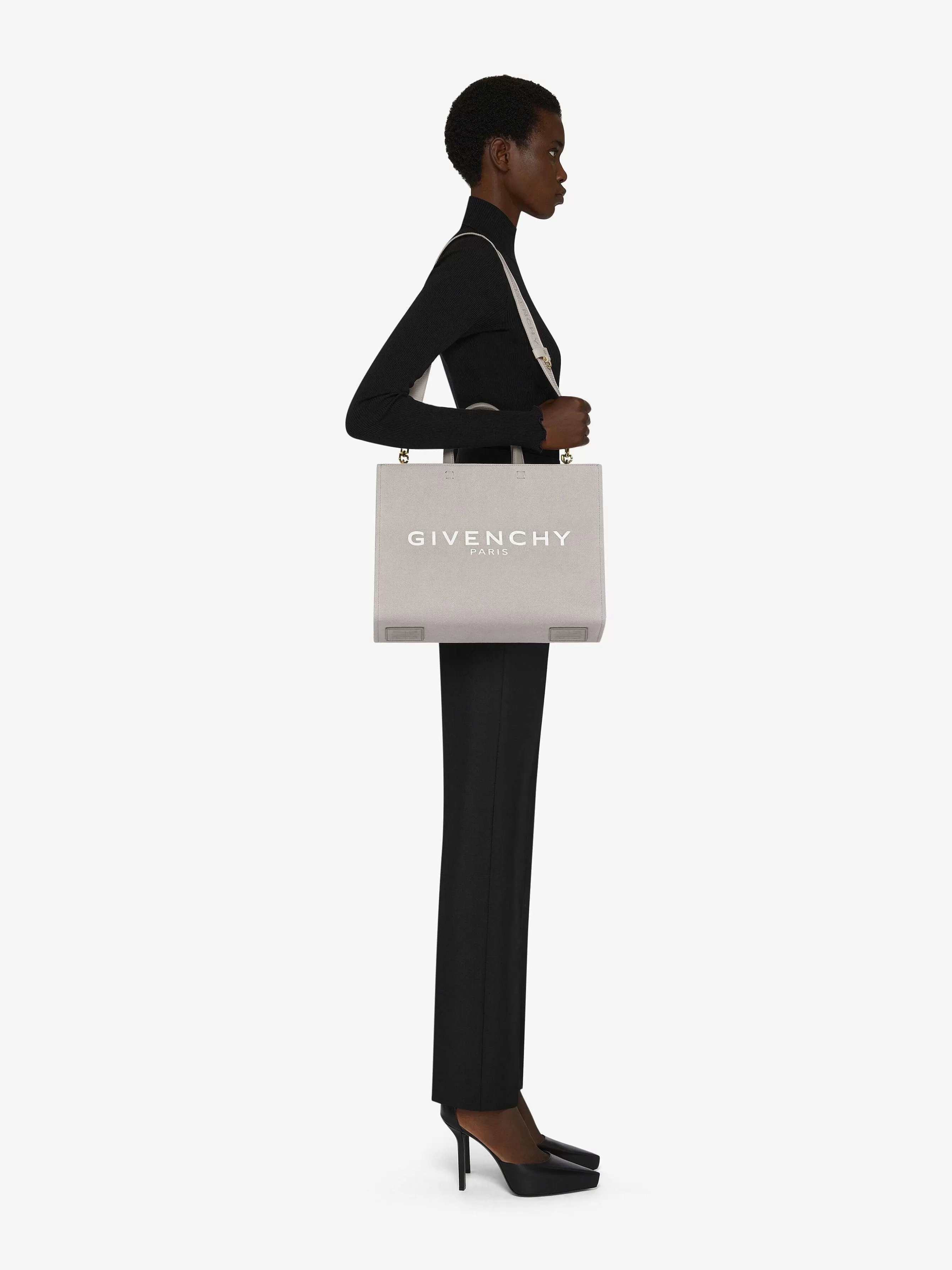 Givenchy G-Tote>Sac Shopping G-Tote Moyen En Toile Gris Pierre