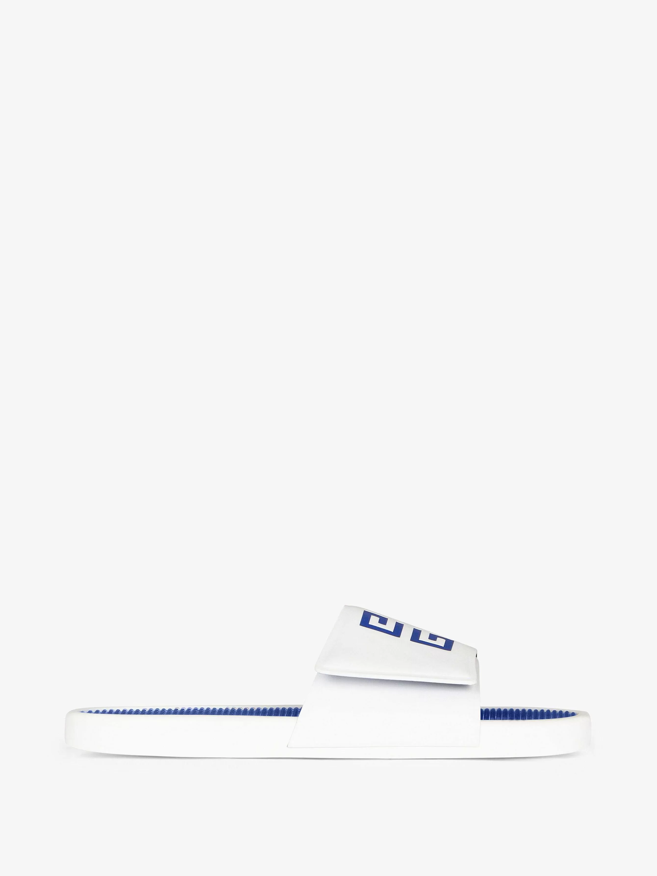 Givenchy Claquettes Et Sandales>Sandales Plates Slide En Cuir Synthetique Blanc Bleu