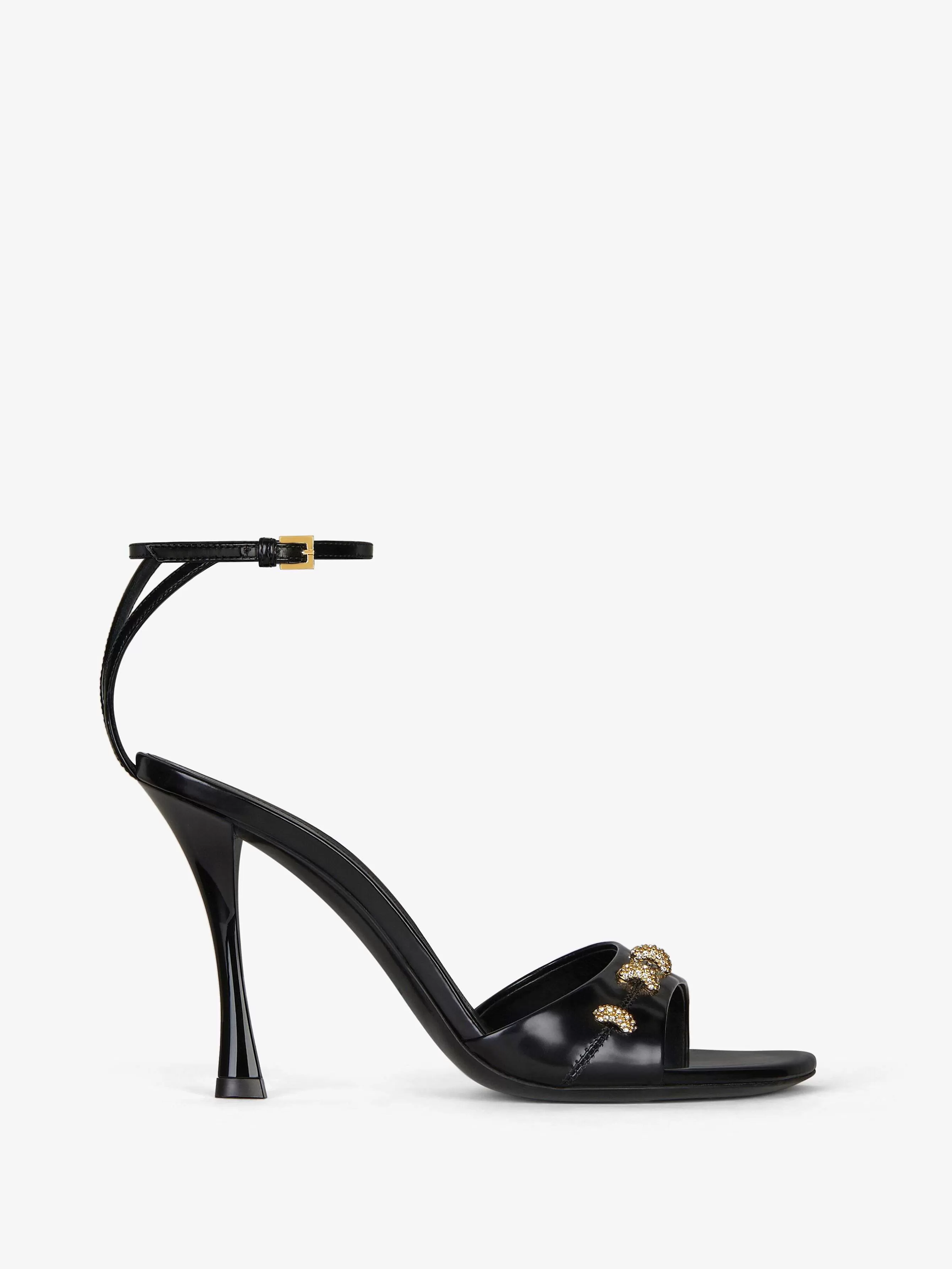 Givenchy Claquettes Et Sandales>Sandales Stitch En Cuir Avec Details De Cristaux Noir