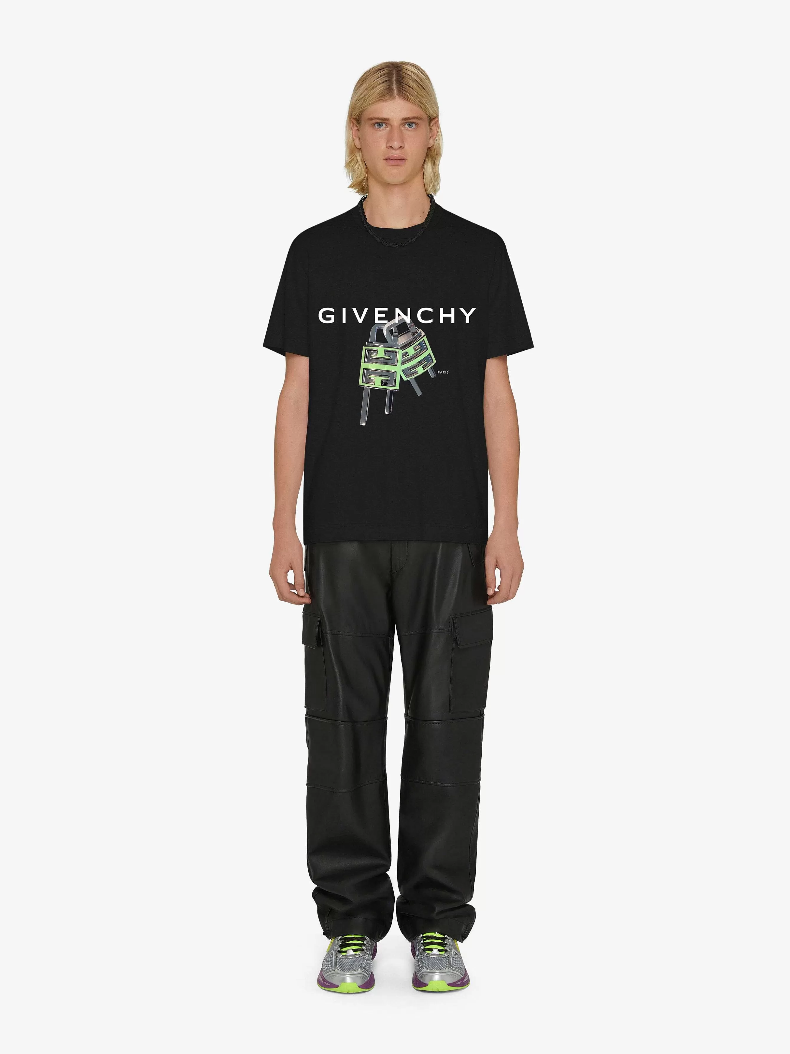 Givenchy T-Shirts>Serrure 4G T-Shirt Ajuste Noir