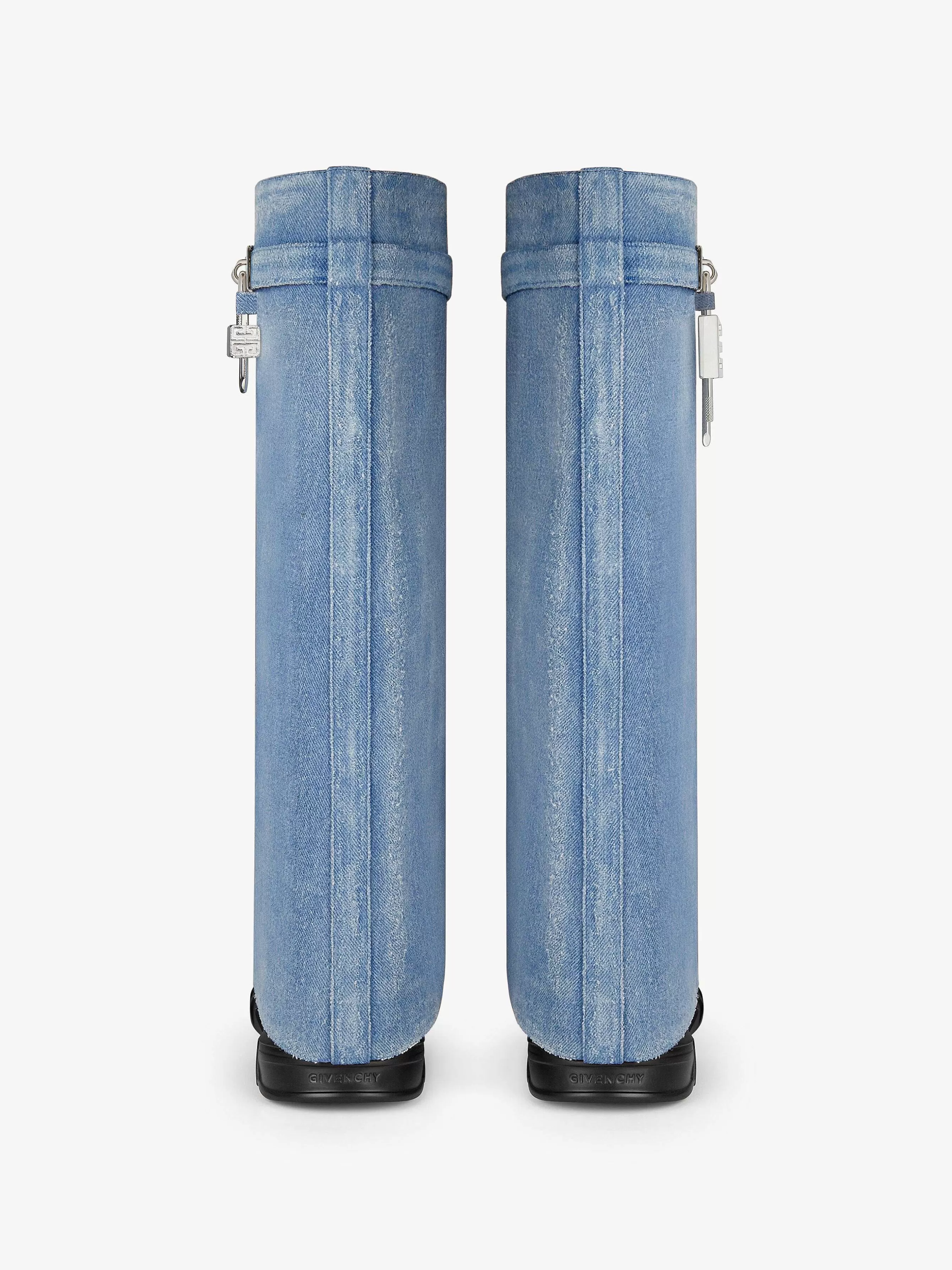 Givenchy Serrure A Requin>Shark Lock - Bottes Motardes En Denim Bleu Moyen