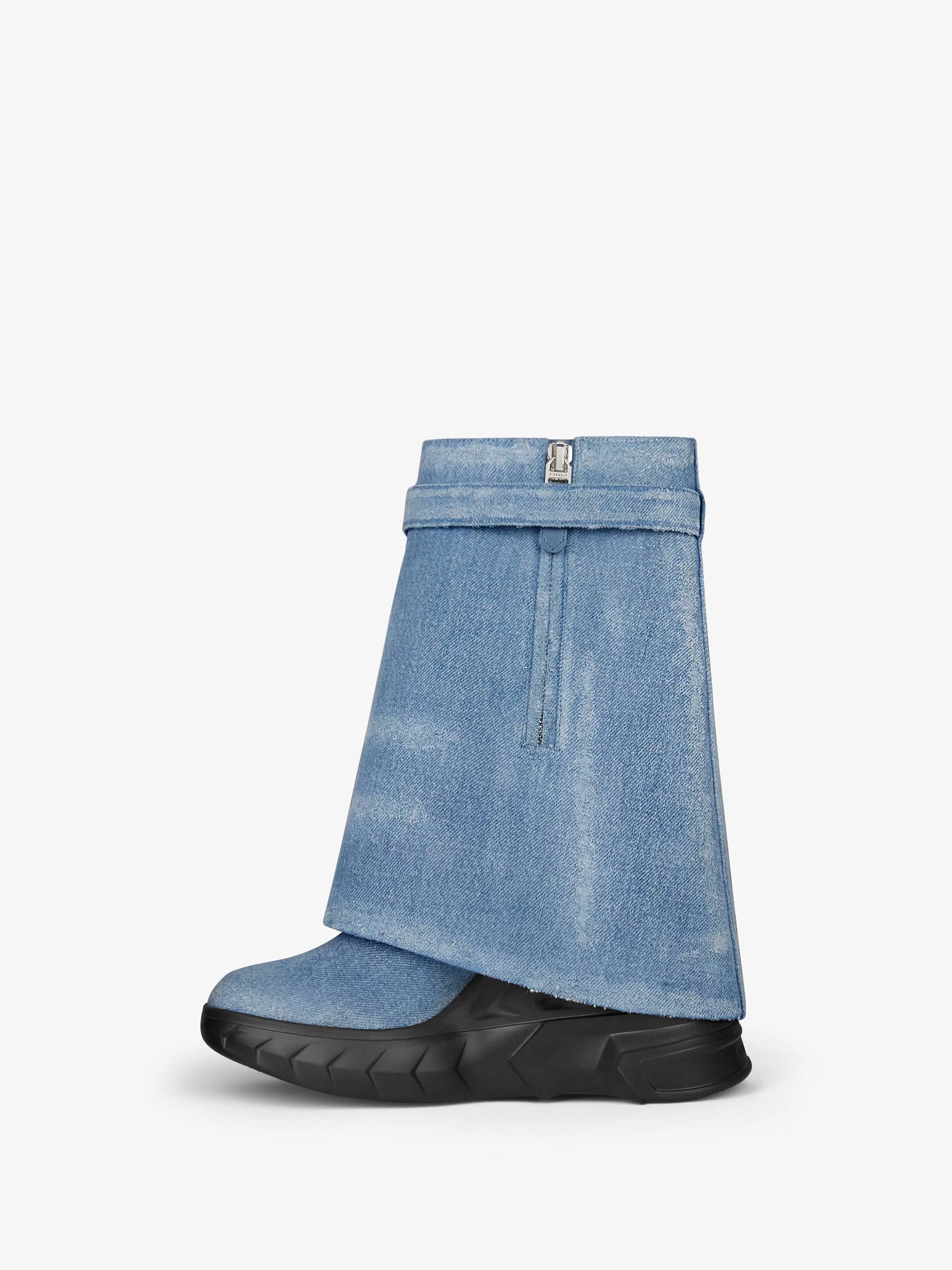 Givenchy Serrure A Requin>Shark Lock - Bottines Motardes En Denim Bleu Moyen