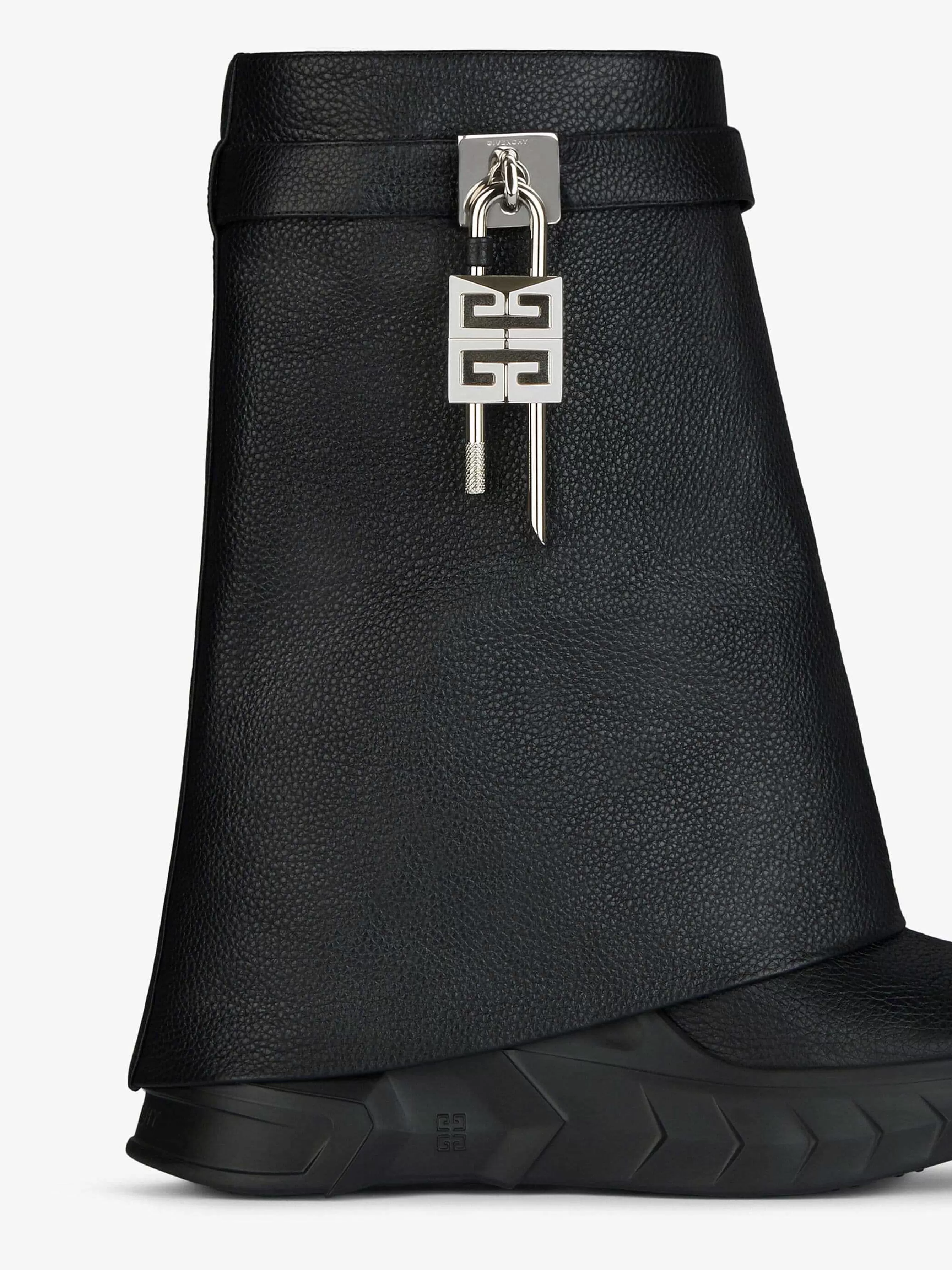 Givenchy Serrure A Requin>Shark Lock Biker Bottines En Cuir Graine Noir