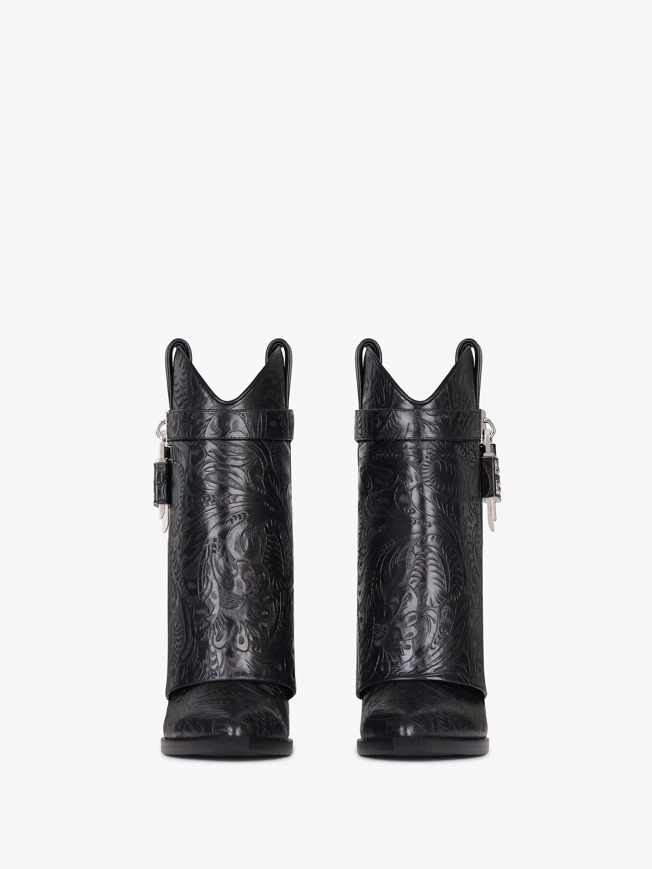 Givenchy Serrure A Requin>Shark Lock Bottines Cowboy En Cuir Western Noir