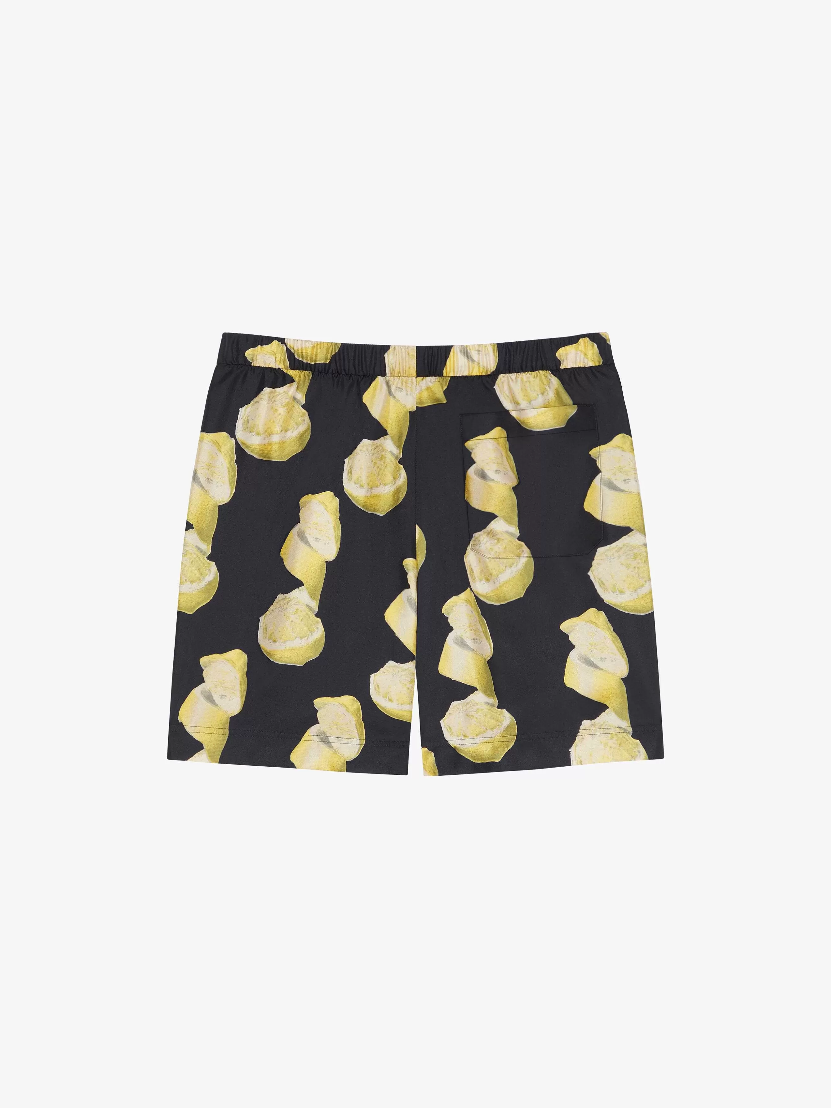 Givenchy Shorts>Short De Bain Long Imprime Noir Jaune