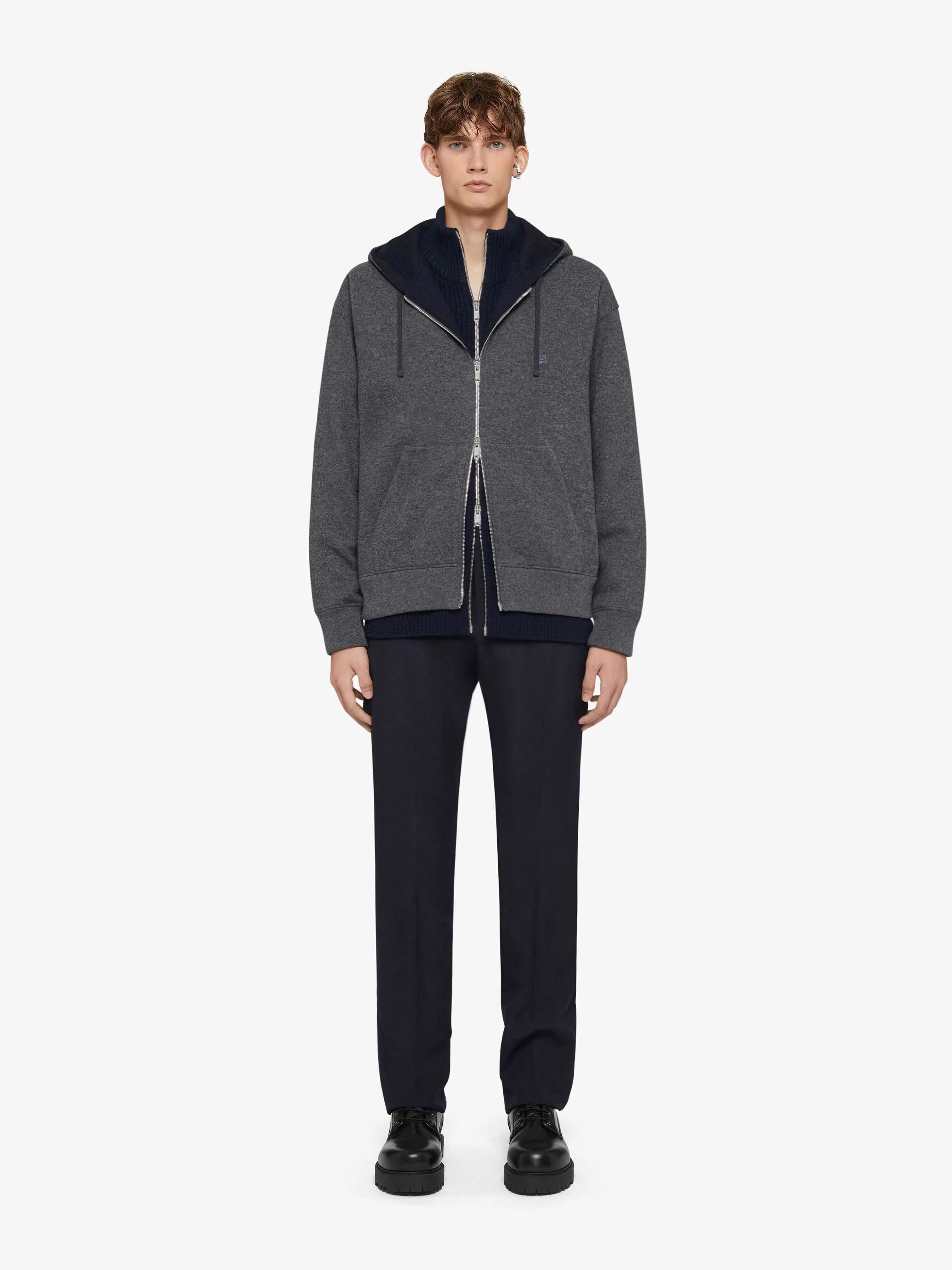 Givenchy Sweats Et Sweats A Capuche>Sweat A Capuche Coupe Boxy En Laine Et Cachemire Gris Moyen