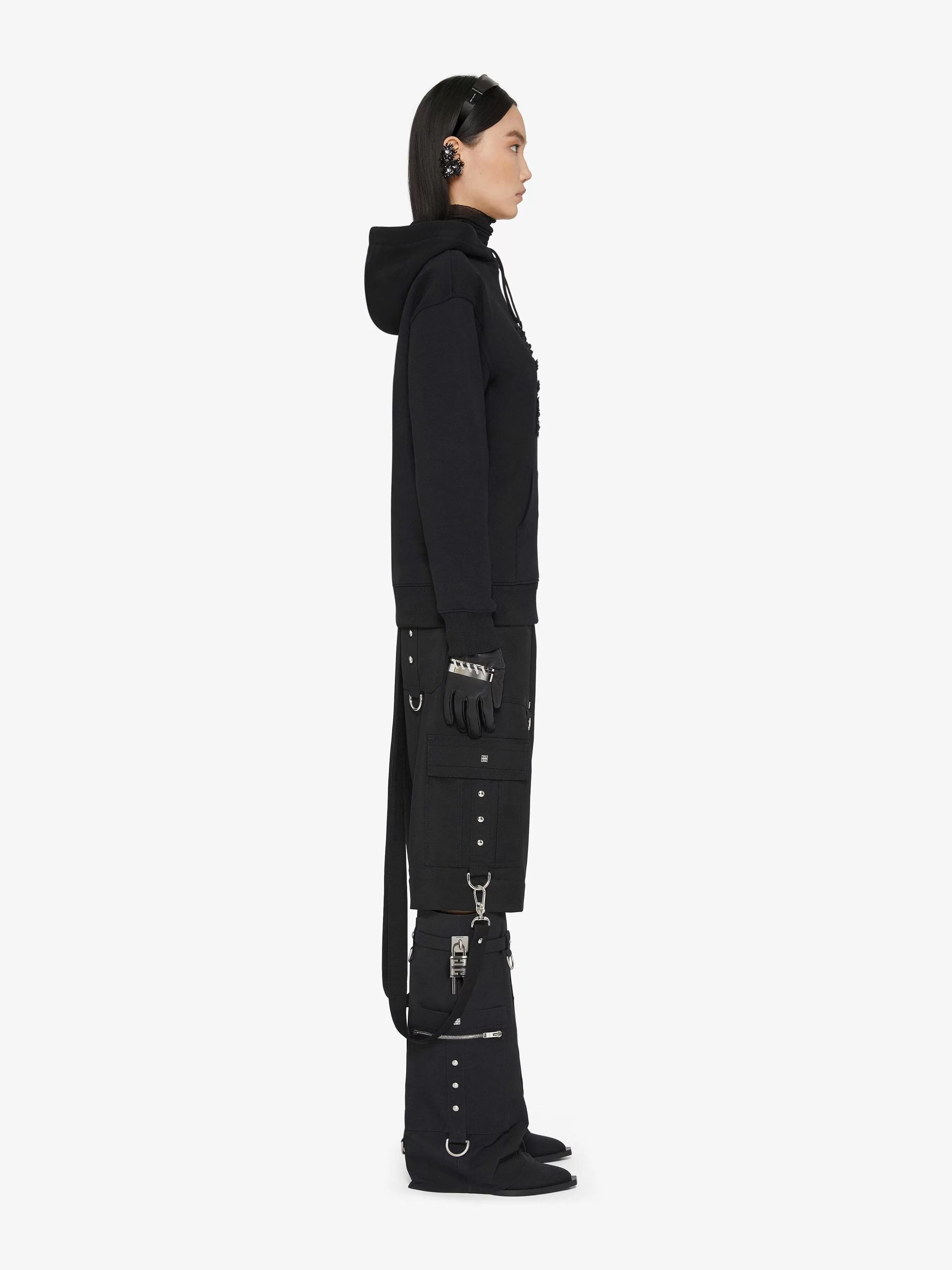 Givenchy Sweats Et Sweats A Capuche>Sweat A Capuche En Polaire Avec Fleurs Brodees 4G Noir Noir