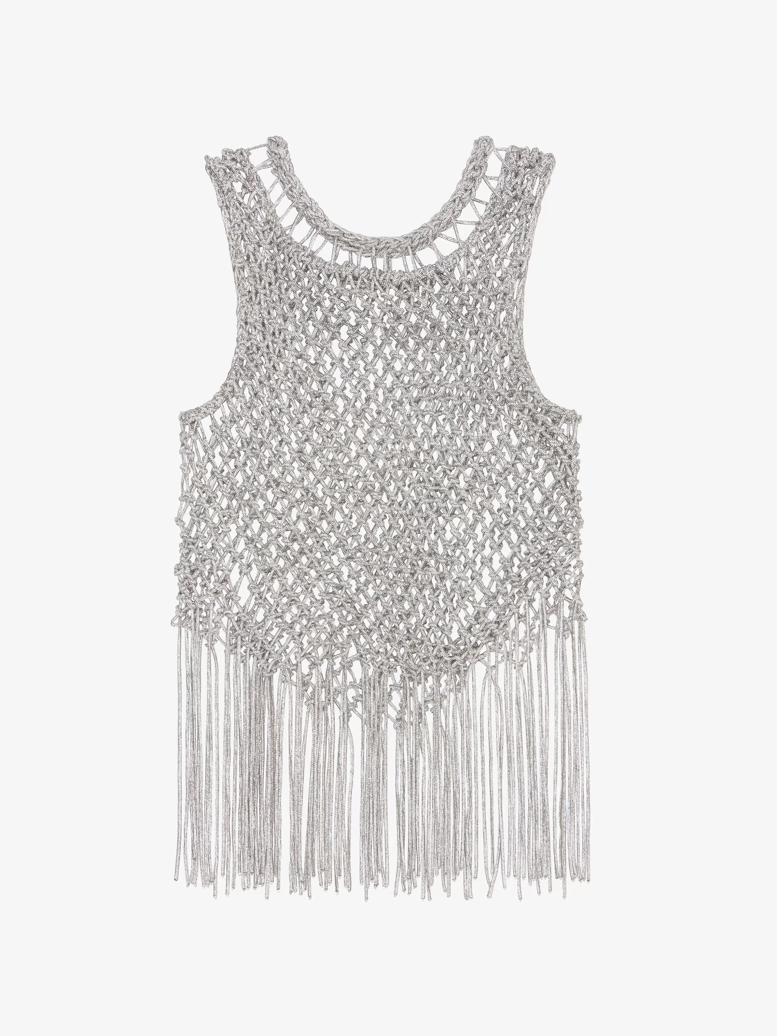 Givenchy Hauts Et Chemises>Top En Macrame Avec Strass Brodes Argente