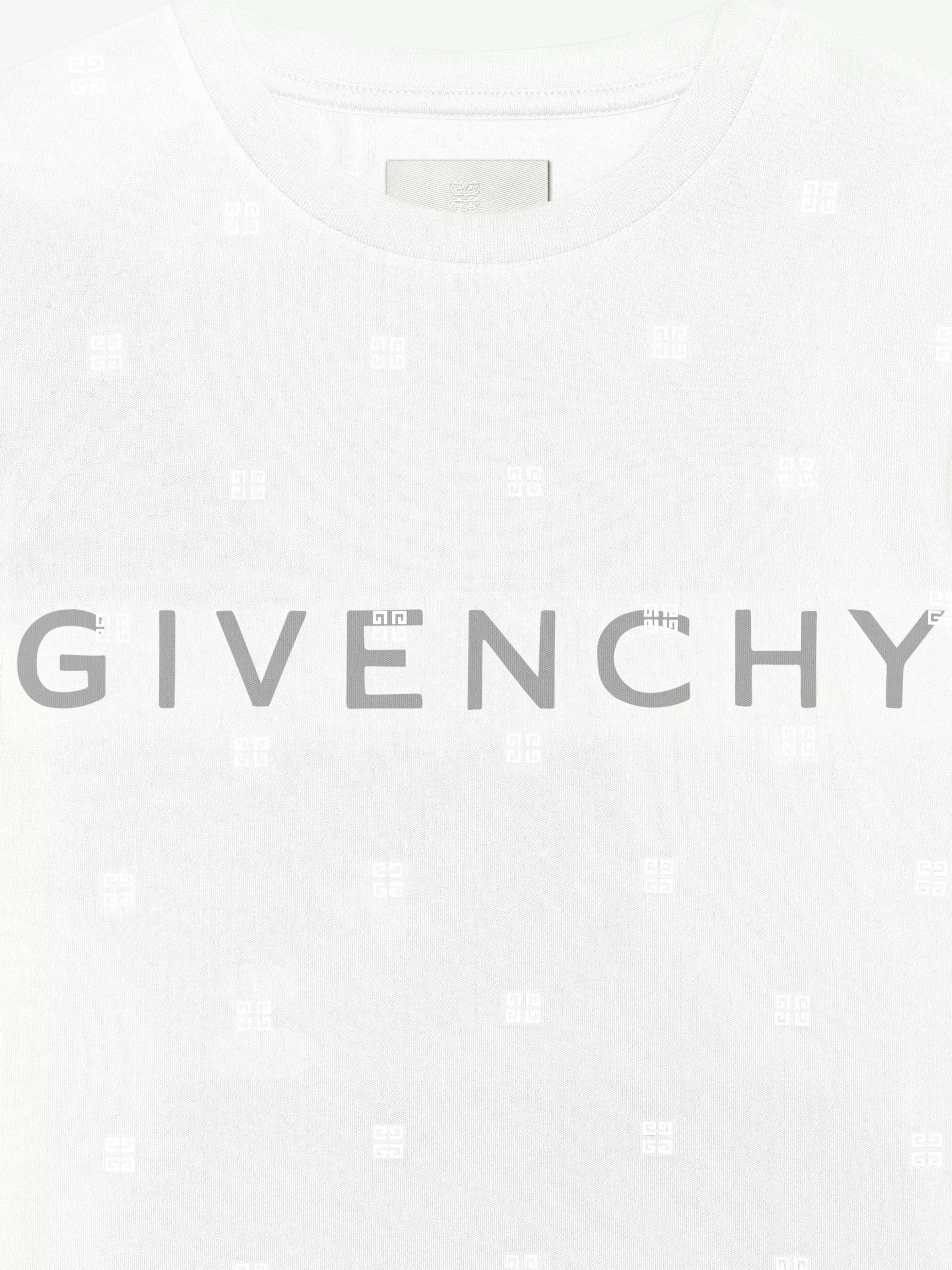 Givenchy T-Shirts>T-Shirt Ajuste Double Epaisseur En Coton Avec Tulle 4G Blanc