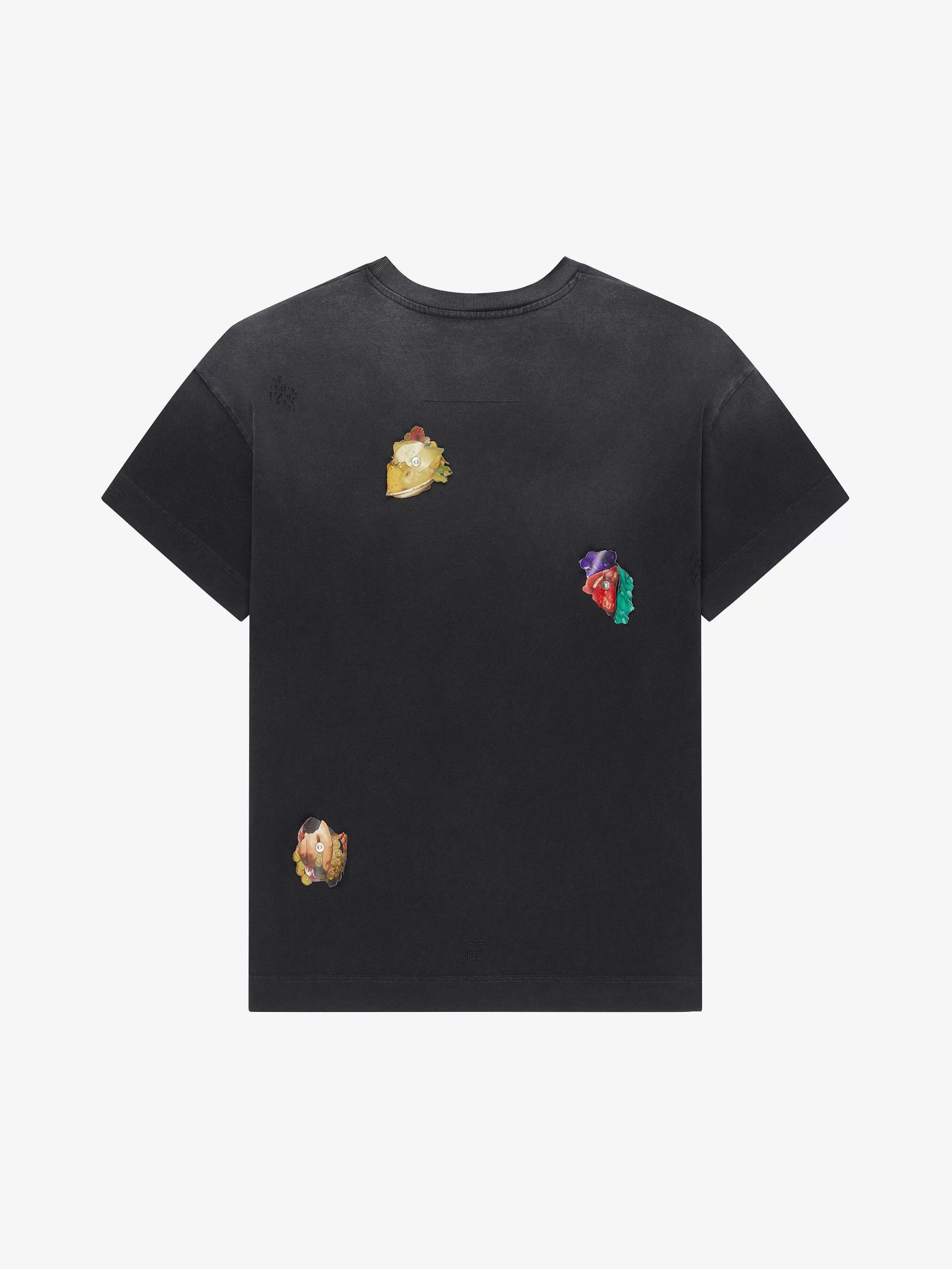 Givenchy T-Shirts>T-Shirt Coupe Boxy En Coton Avec Ornements Noir