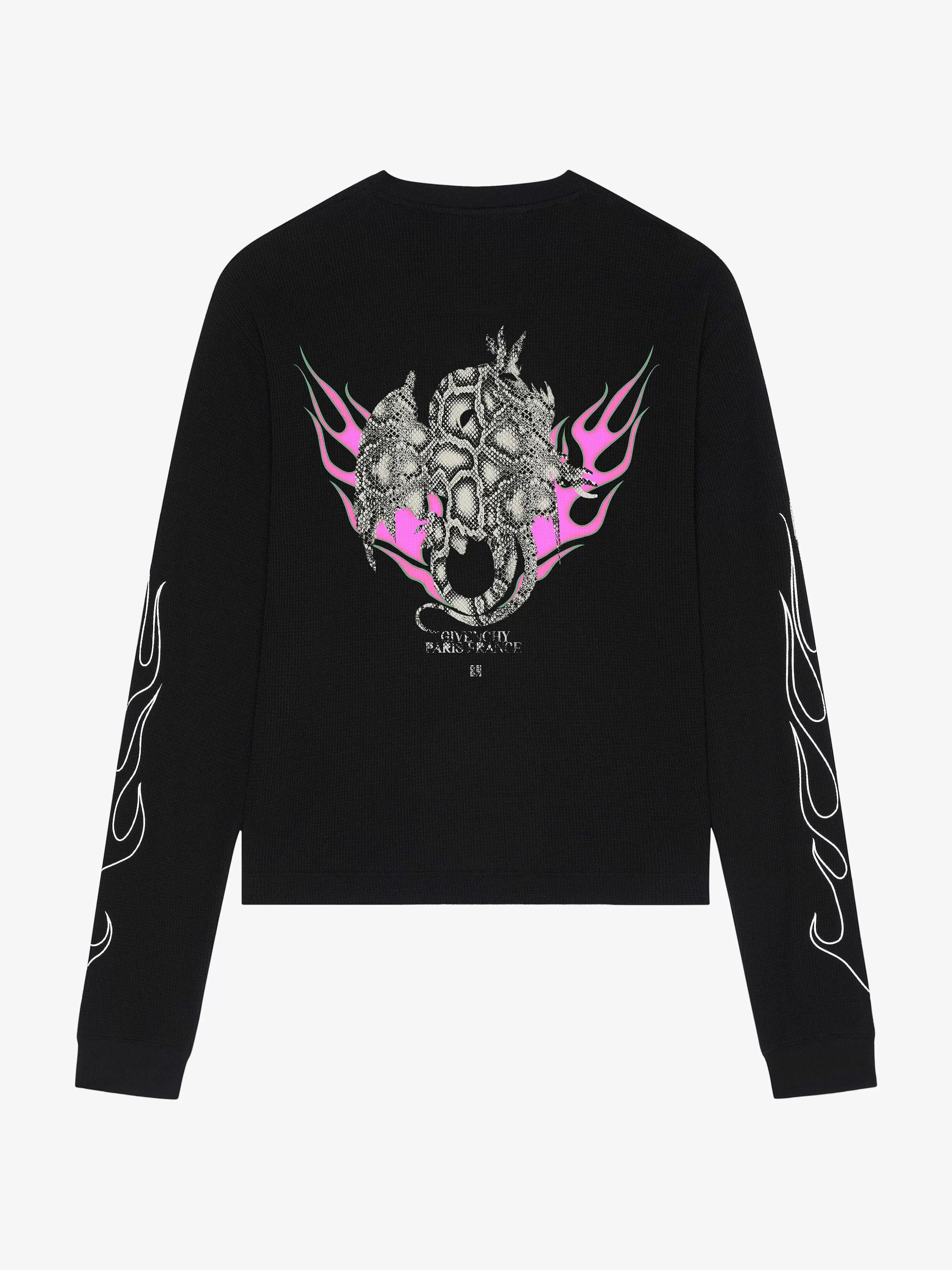 Givenchy T-Shirts>T-Shirt Coupe Carree En Coton A Imprime Dragon Noir