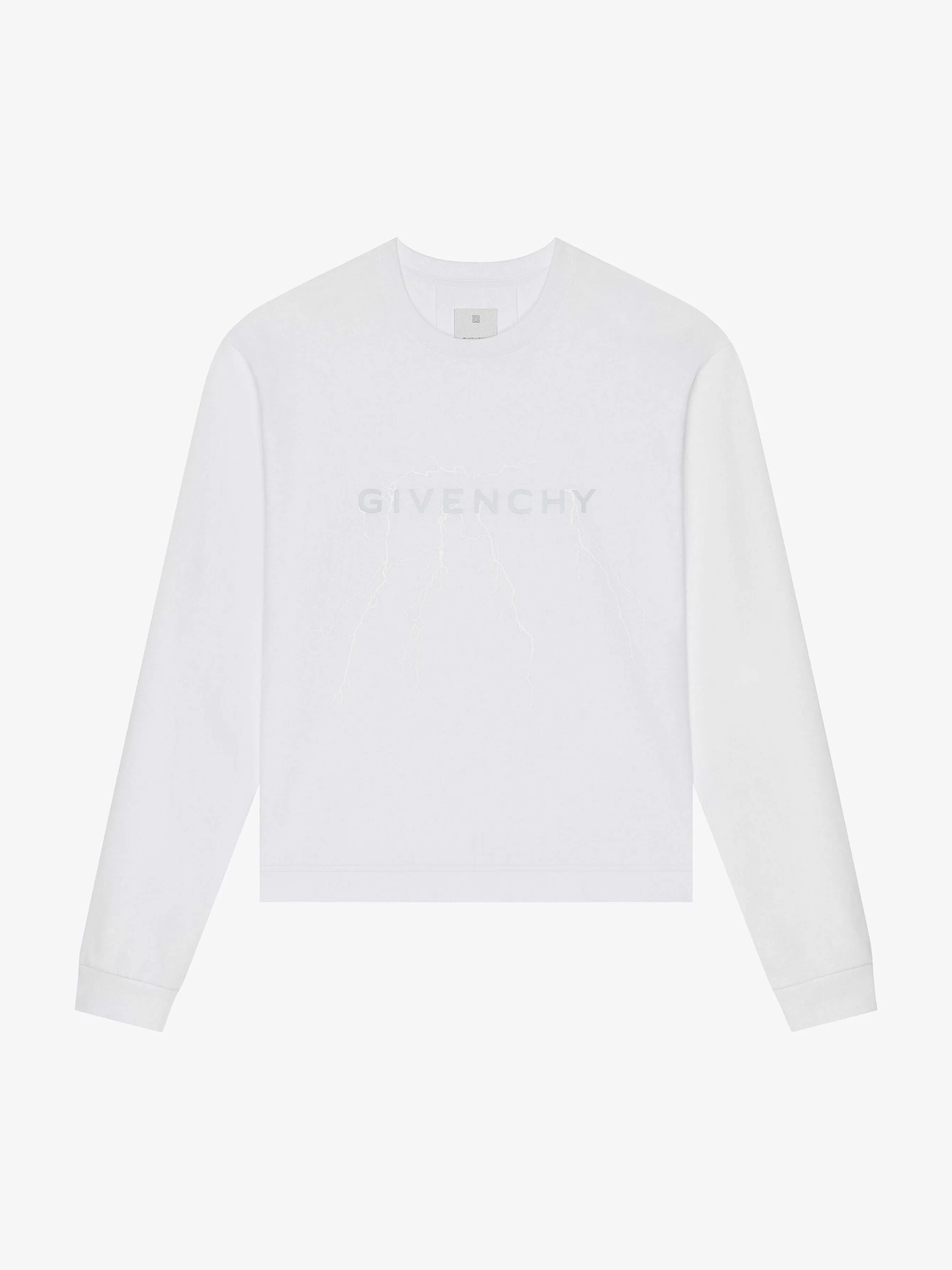 Givenchy T-Shirts>T-Shirt Coupe Carree En Coton Avec Motif Reflechissant Blanc