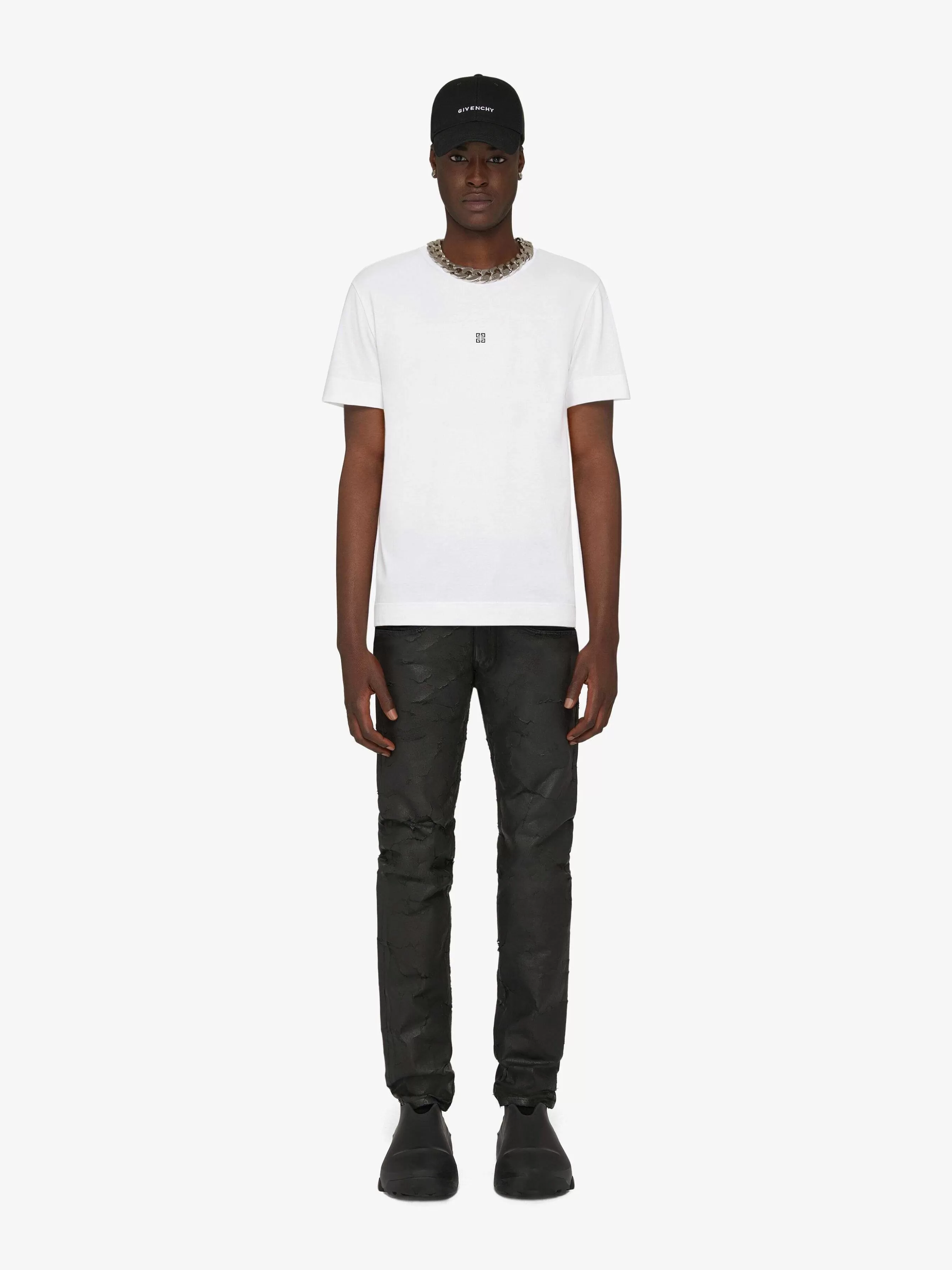 Givenchy T-Shirts>T-Shirt Coupe Slim En Coton Blanc