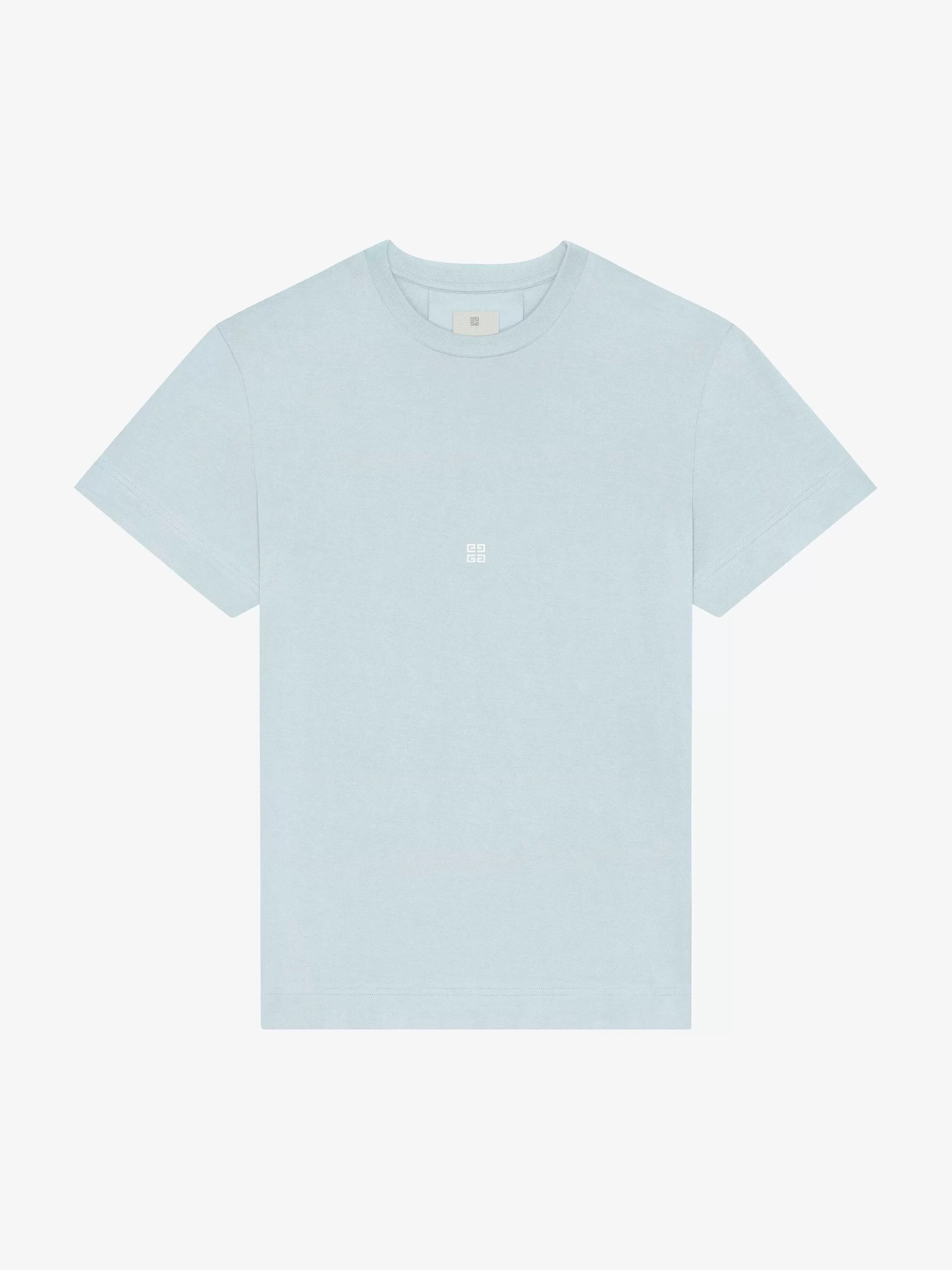 Givenchy T-Shirts>T-Shirt Coupe Slim En Coton Bleu Mineral