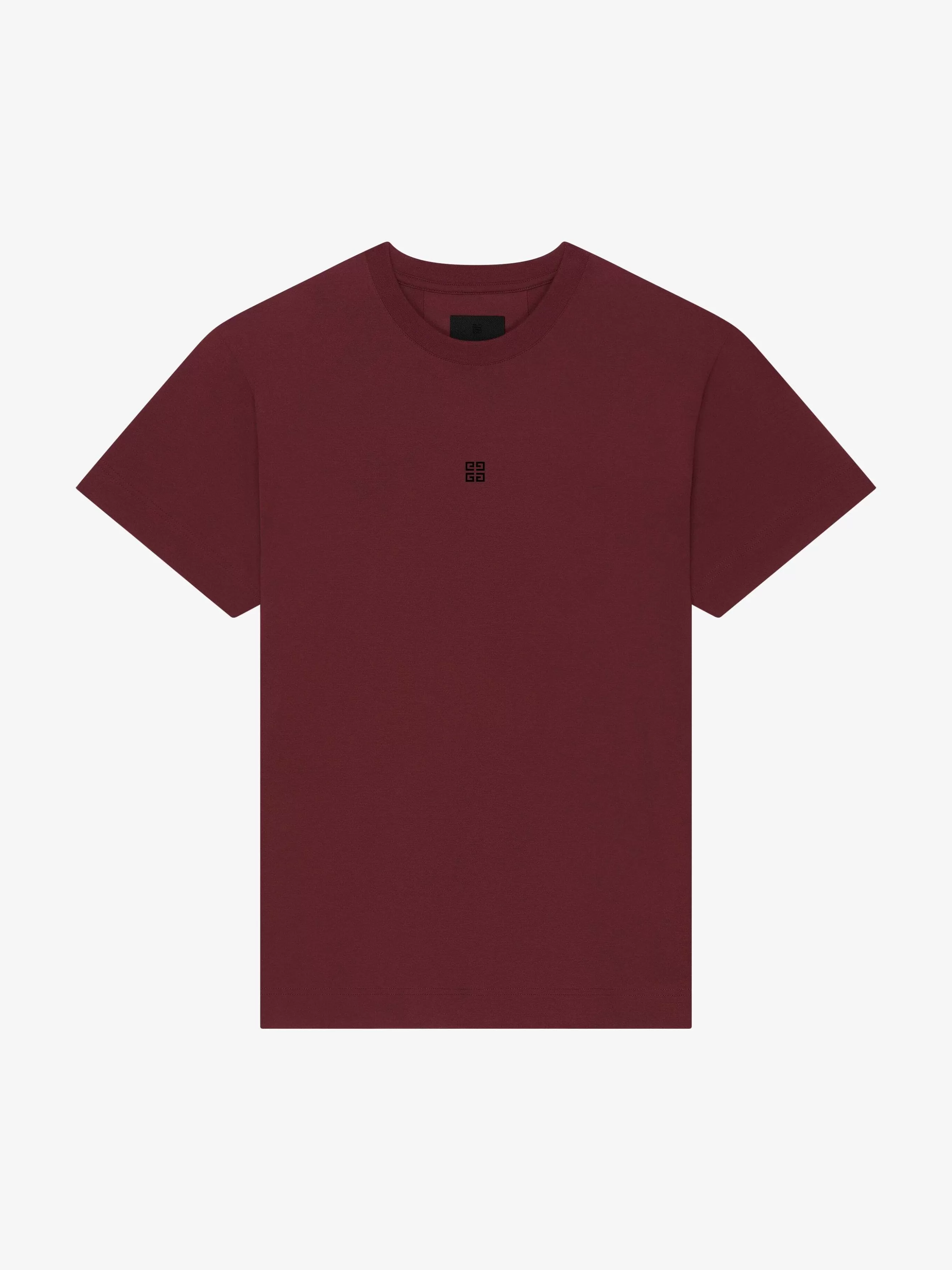 Givenchy T-Shirts>T-Shirt Coupe Slim En Coton Avec Broderie 4G Bourgogne