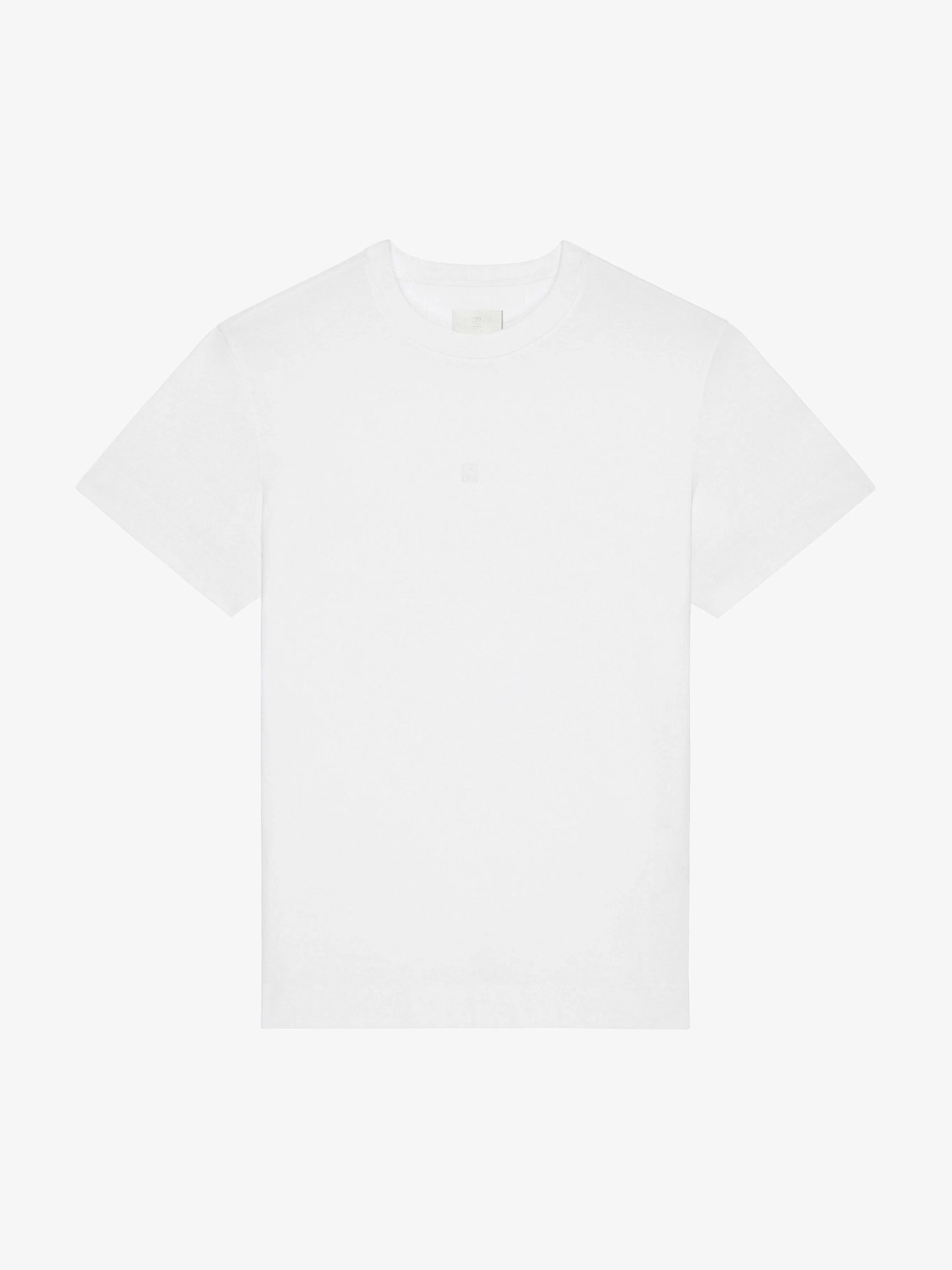 Givenchy T-Shirts>T-Shirt Coupe Slim En Coton Avec Broderie 4G Blanc