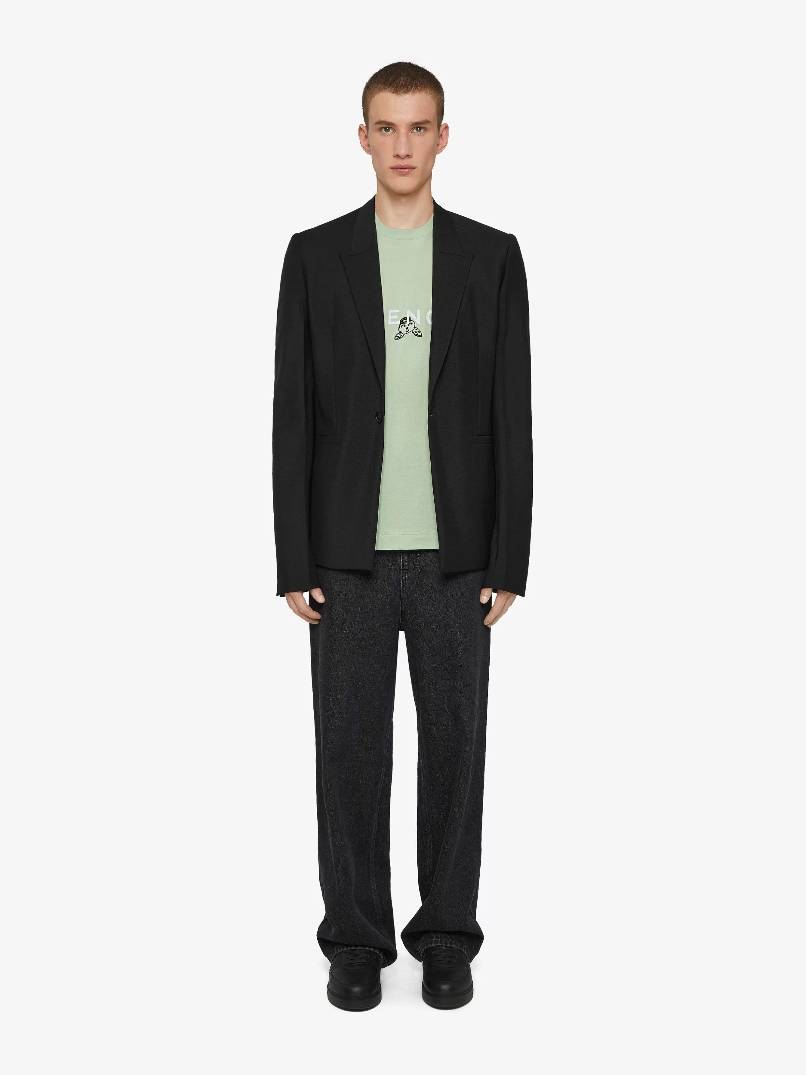 Givenchy T-Shirts>T-Shirt Coupe Slim En Coton Avec Imprimes Vert Aqua