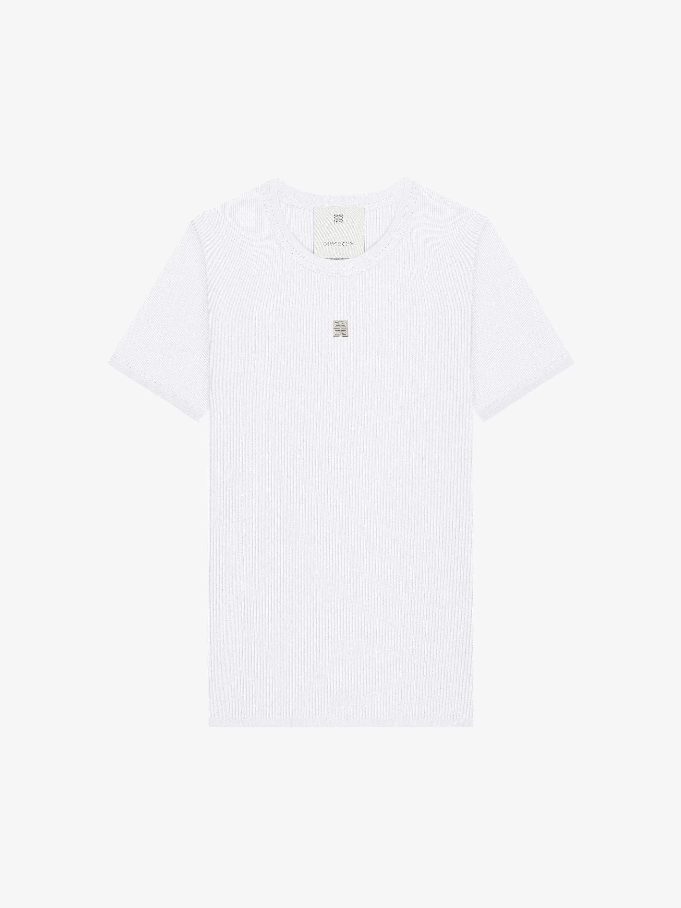 Givenchy T-Shirts>T-Shirt Coupe Slim En Coton Avec Logo 4G Blanc