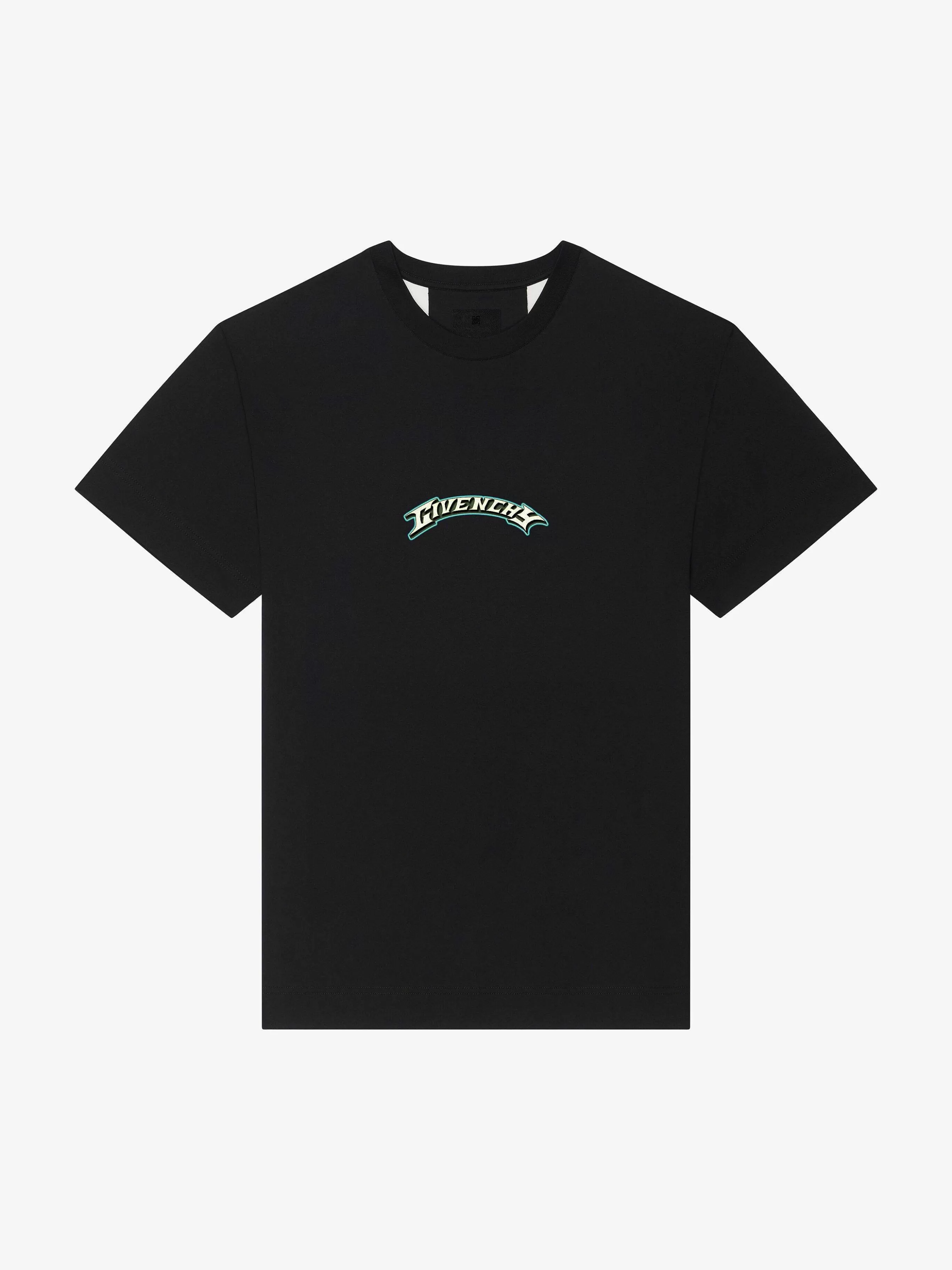 Givenchy T-Shirts>T-Shirt En Coton A Imprime Dragon Noir Blanc