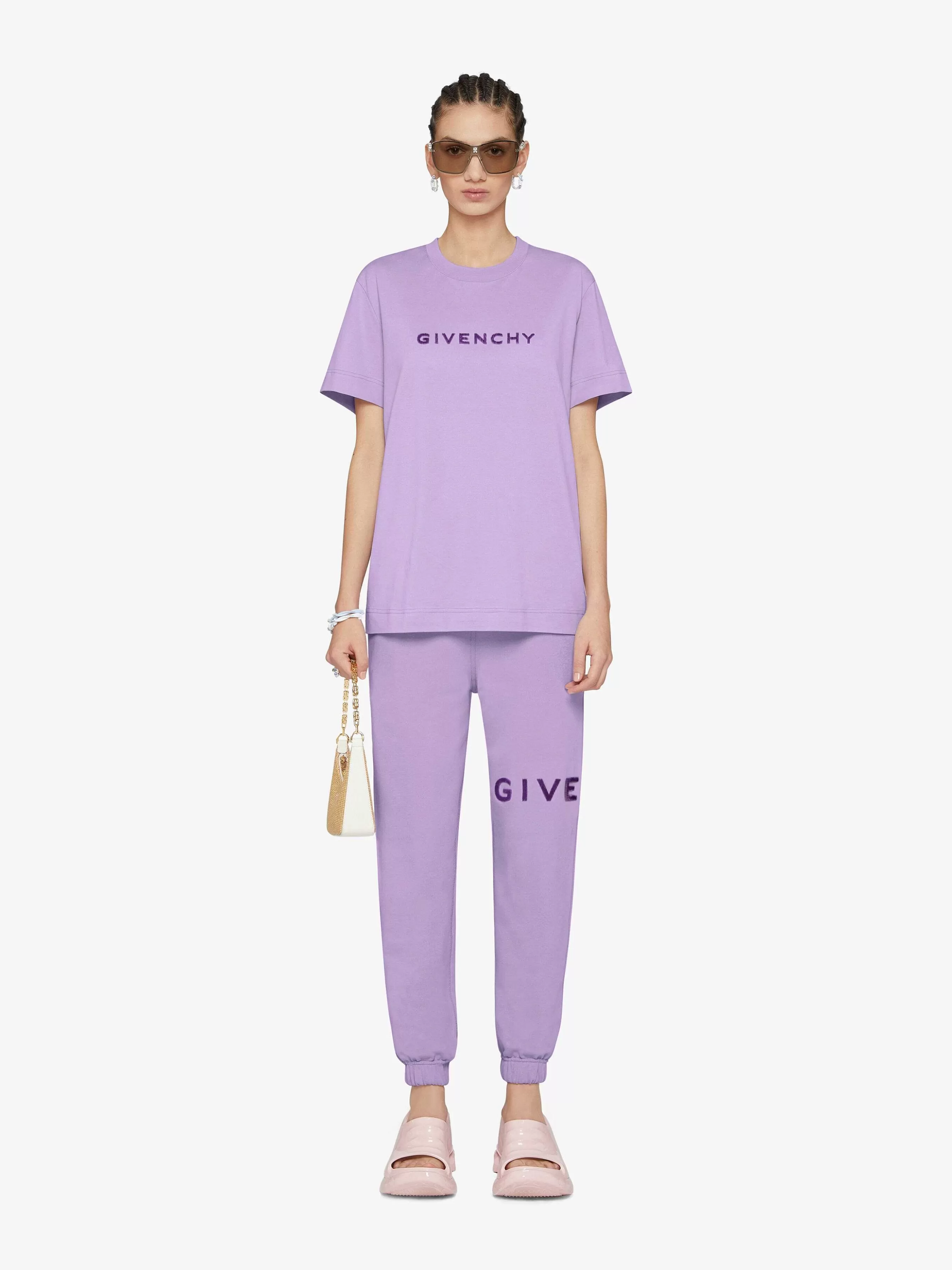 Givenchy T-Shirts>T-Shirt En Coton Tufte Lavande