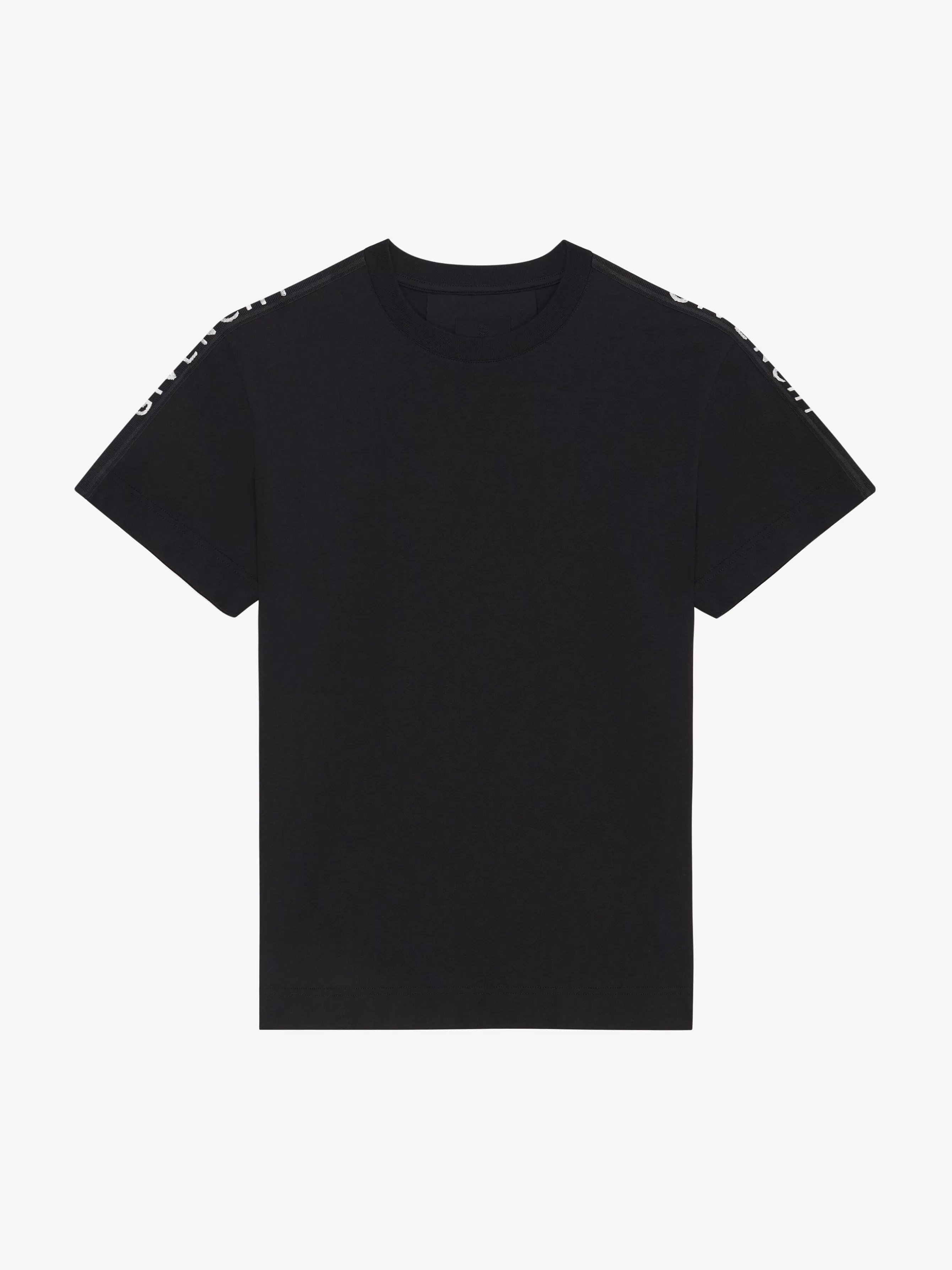 Givenchy T-Shirts>T-Shirt Slim Fit En Coton Avec Bandes Noir