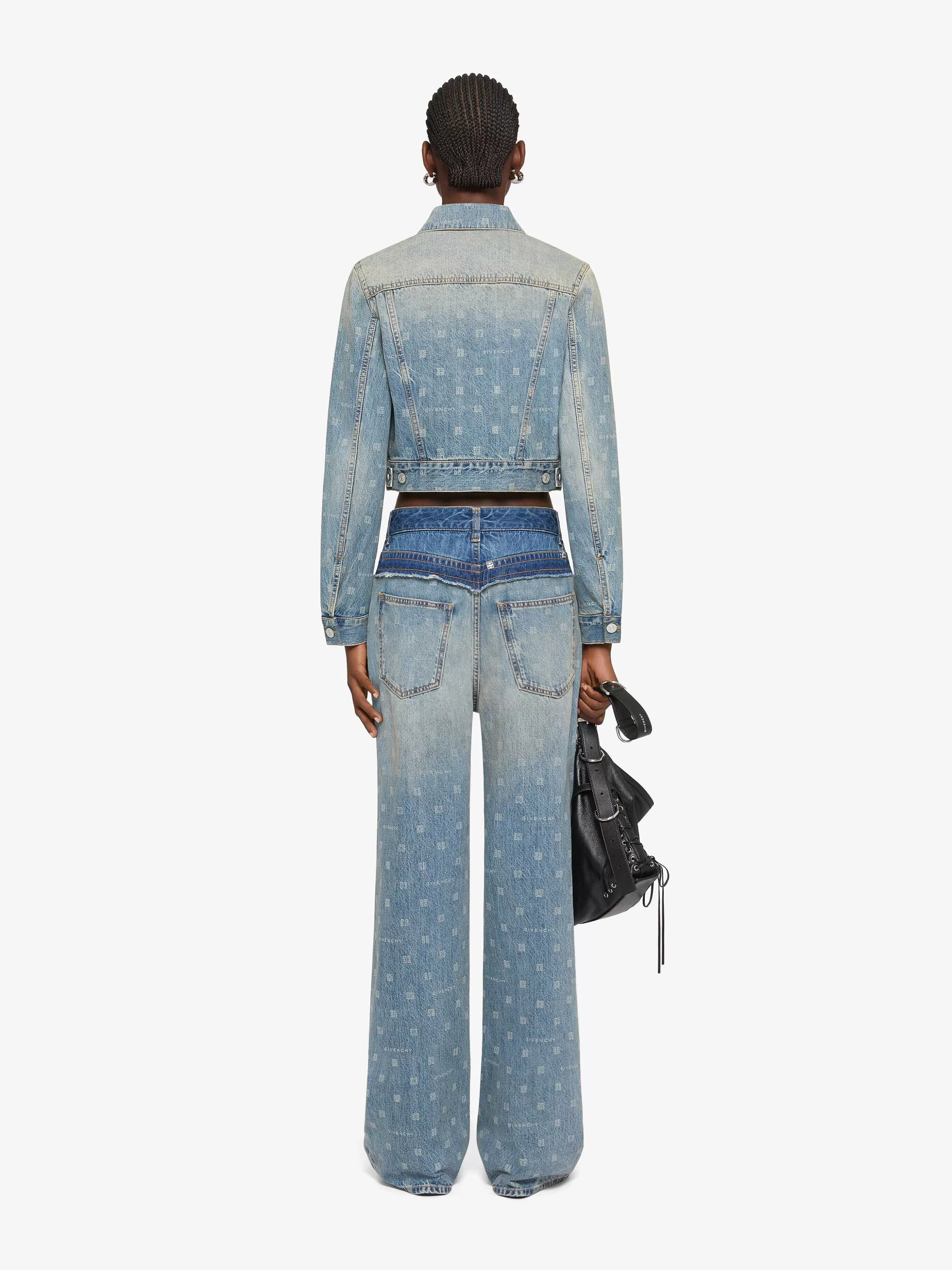 Givenchy Vetements D'Exterieur Et Blousons>Veste Courte En Denim 4G Bleu Moyen