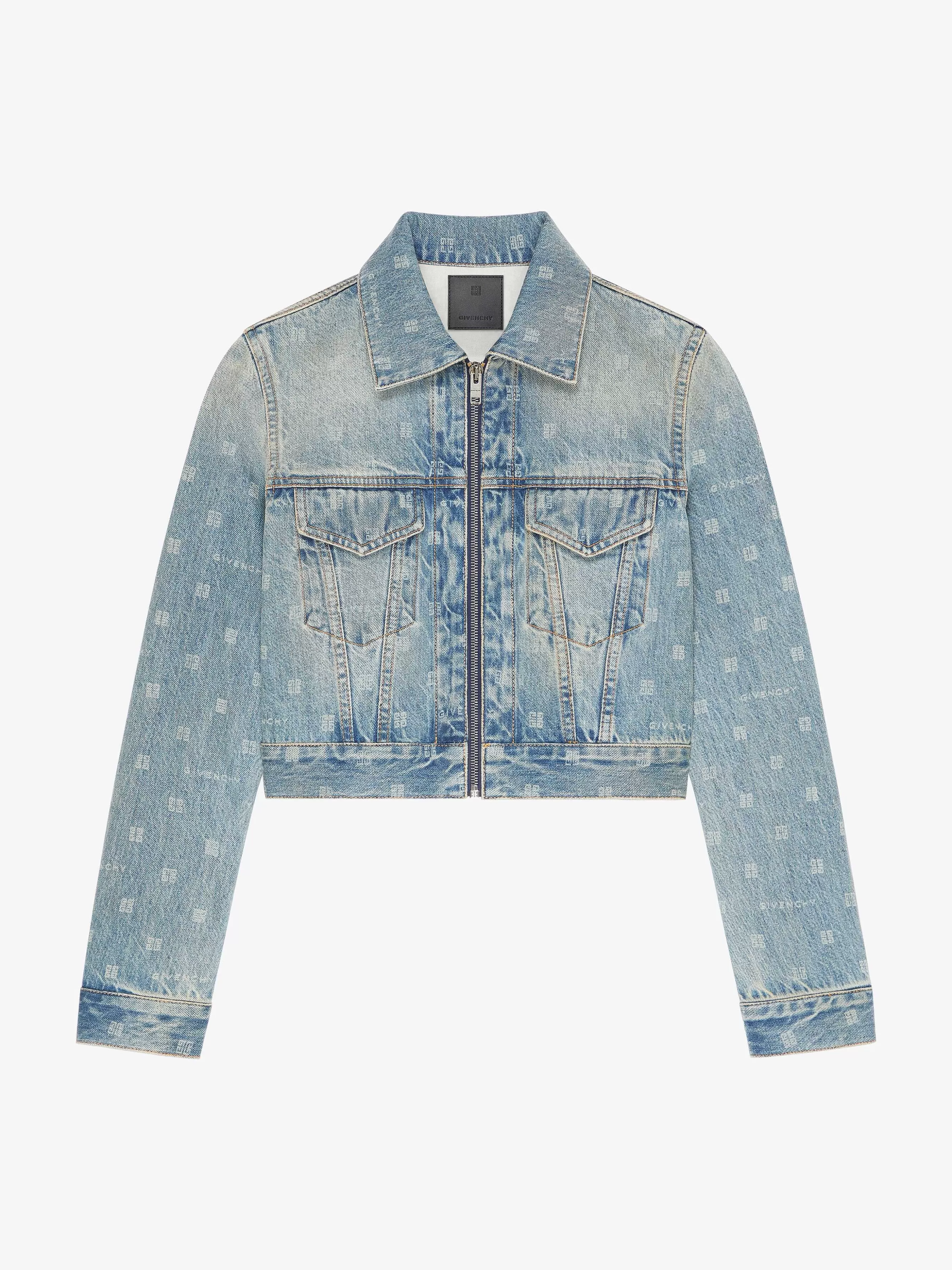 Givenchy Vetements D'Exterieur Et Blousons>Veste Courte En Denim 4G Bleu Moyen