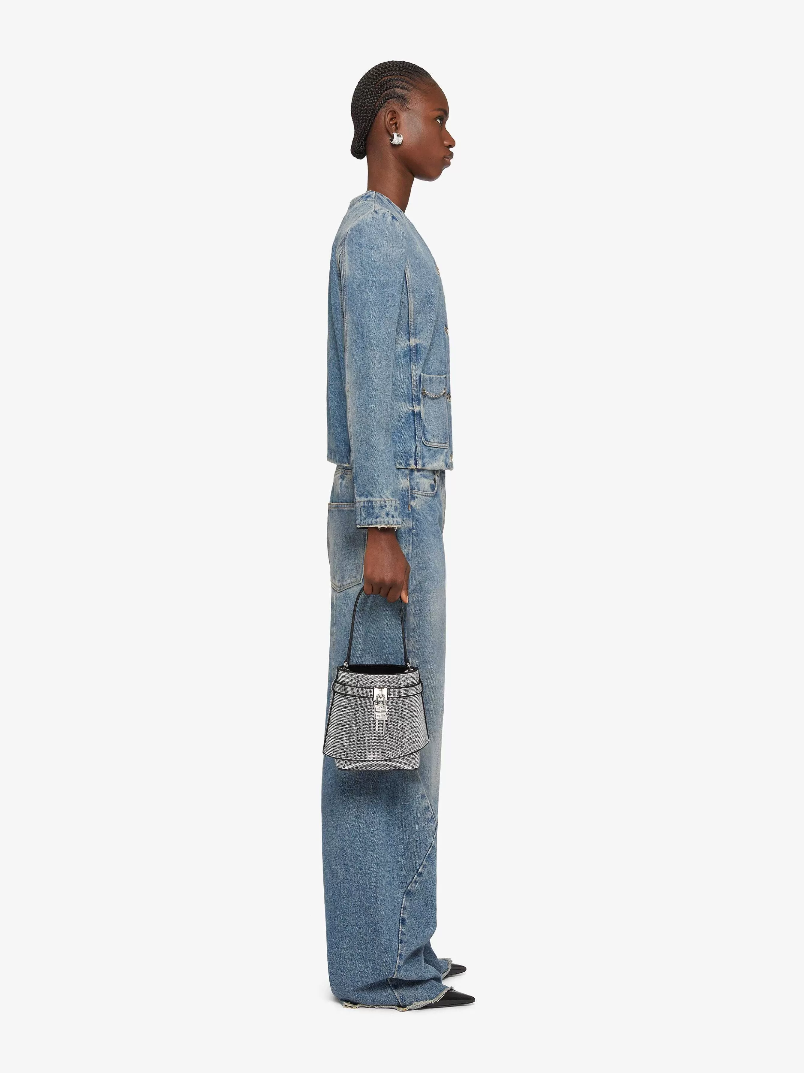 Givenchy Vetements D'Exterieur Et Blousons>Veste En Denim Avec Details Chaine Bleu Moyen