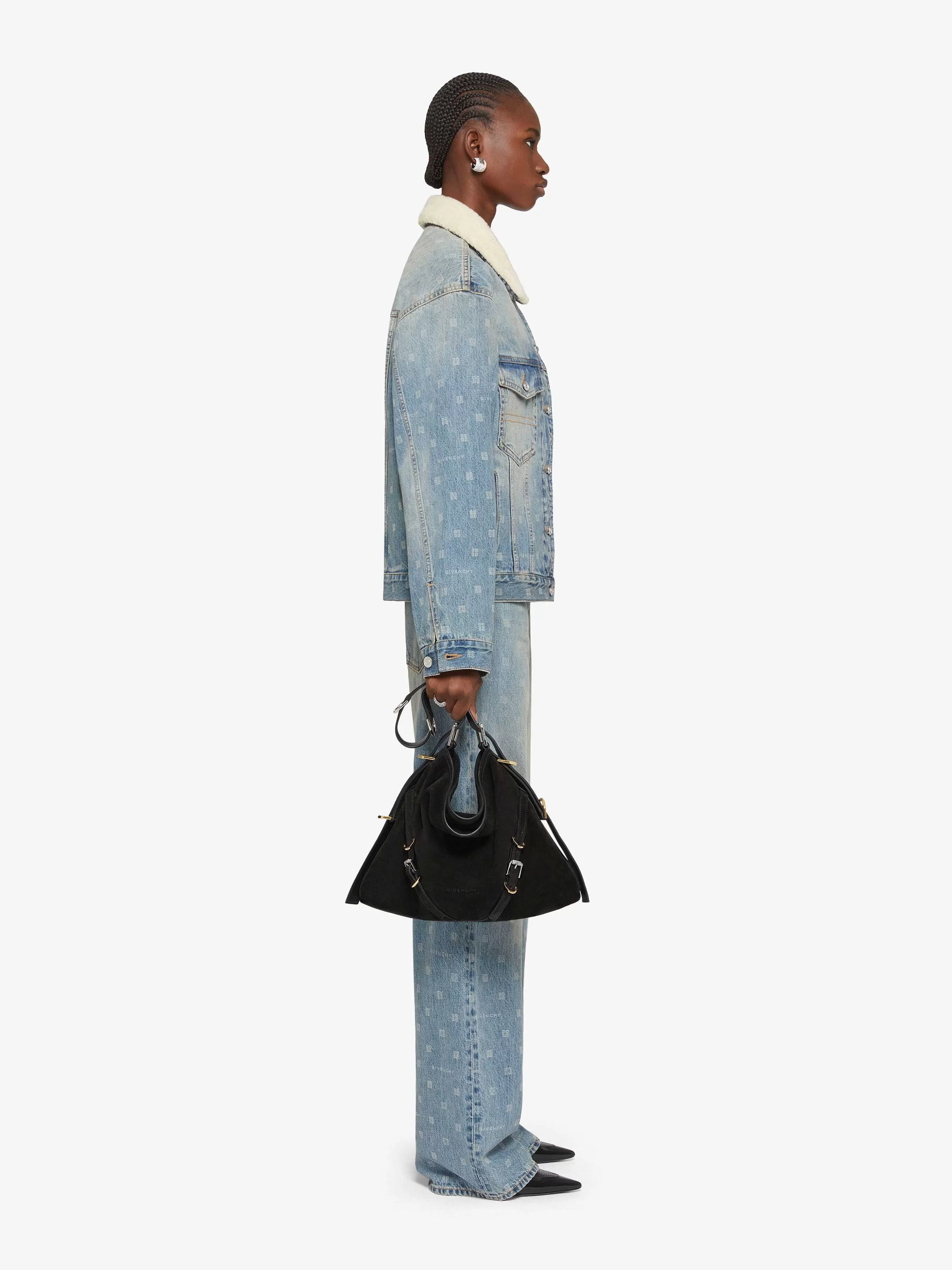 Givenchy Vetements D'Exterieur Et Blousons>Veste En Denim Et Polaire 4G Bleu Moyen