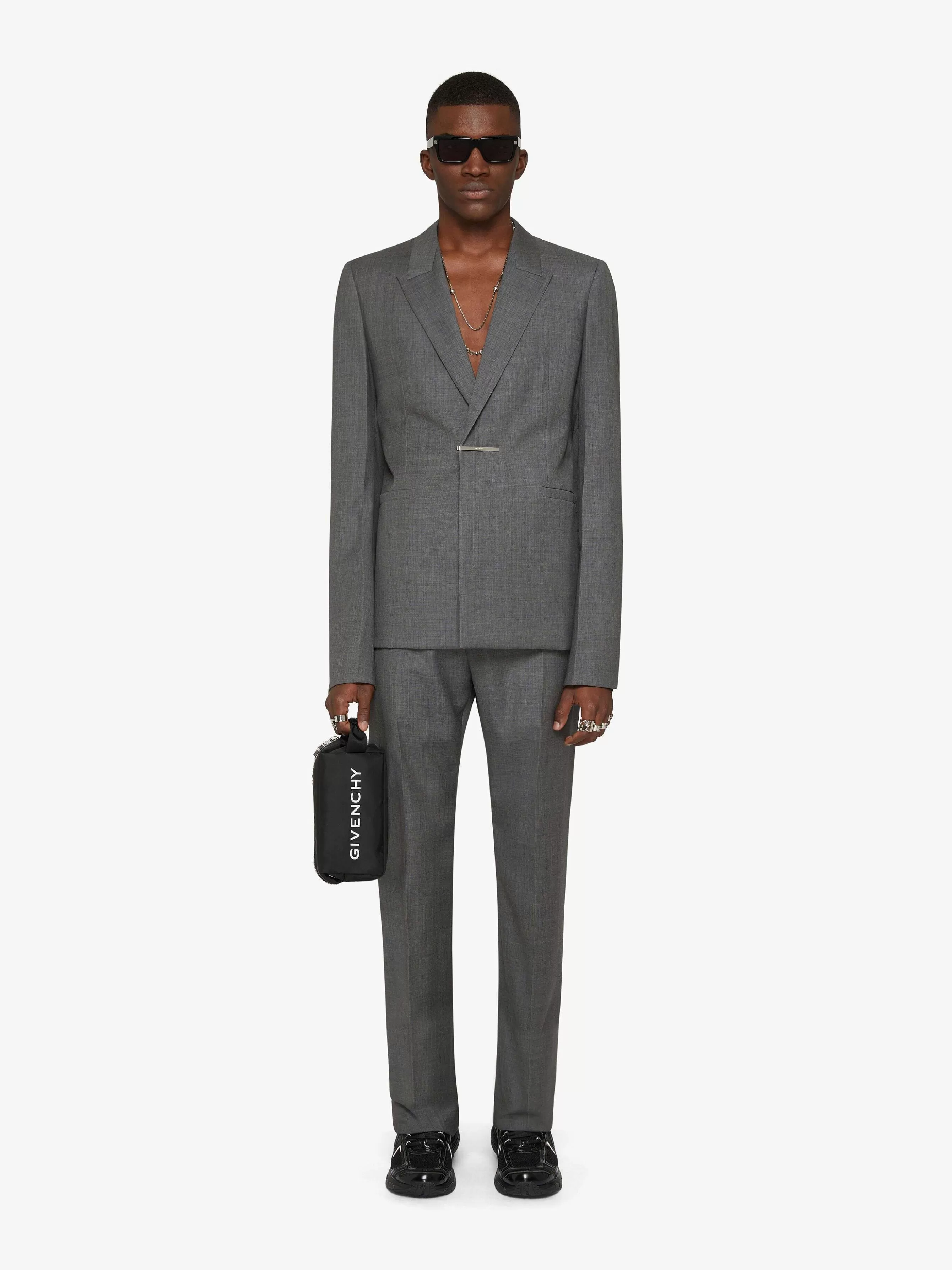 Givenchy Vestes Et Manteaux>Veste Slim Fit En Laine Gris Moyen